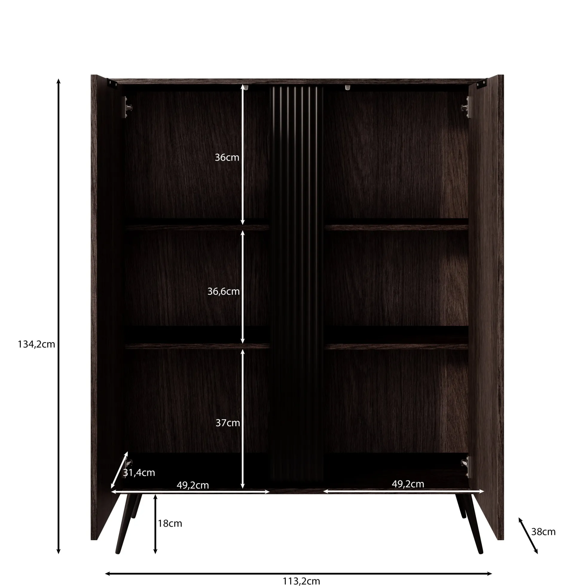 Victoria - Dressoir - Donker eiken - 113x38x134 cm