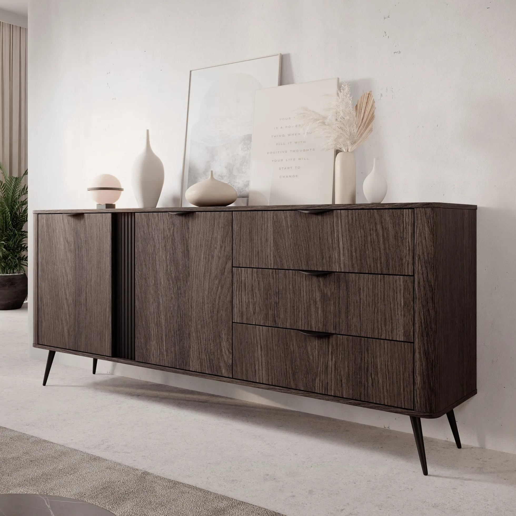 Victoria - Dressoir - Donker eiken - 195x38x81 cm