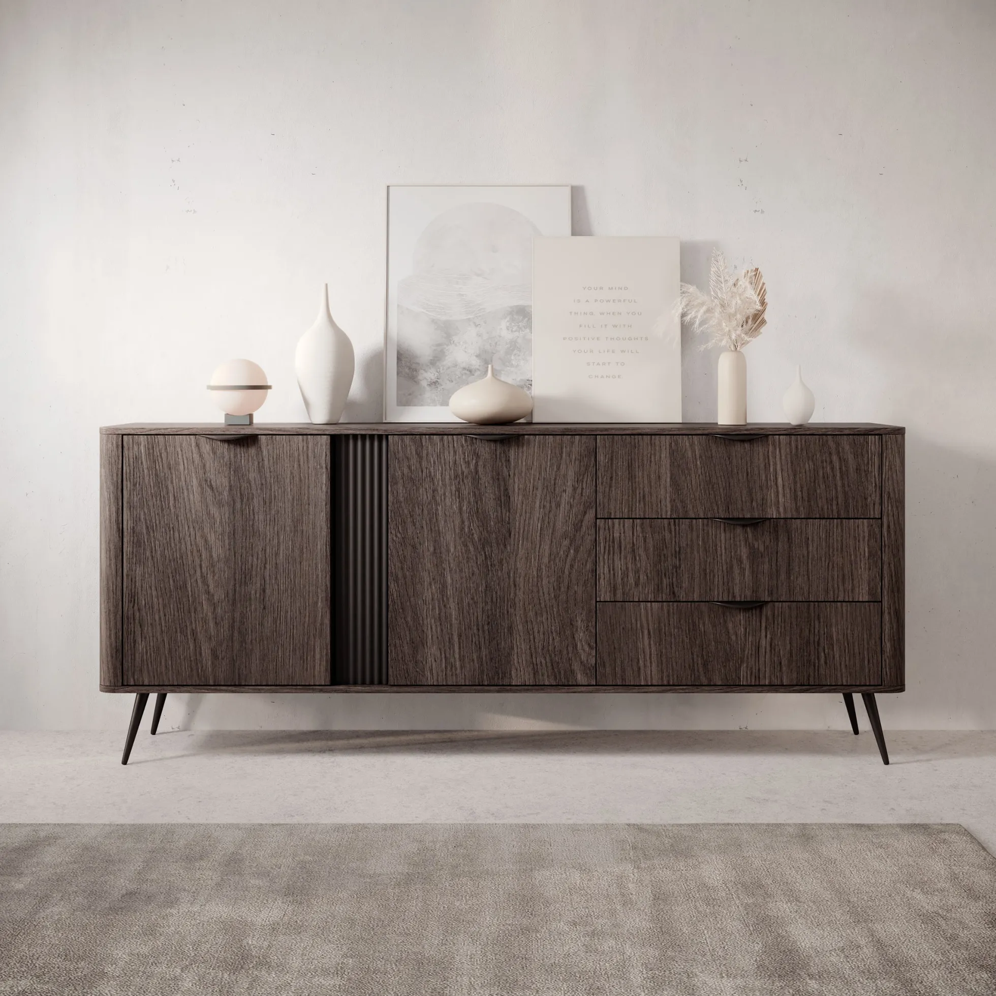Victoria - Dressoir - Donker eiken - 195x38x81 cm