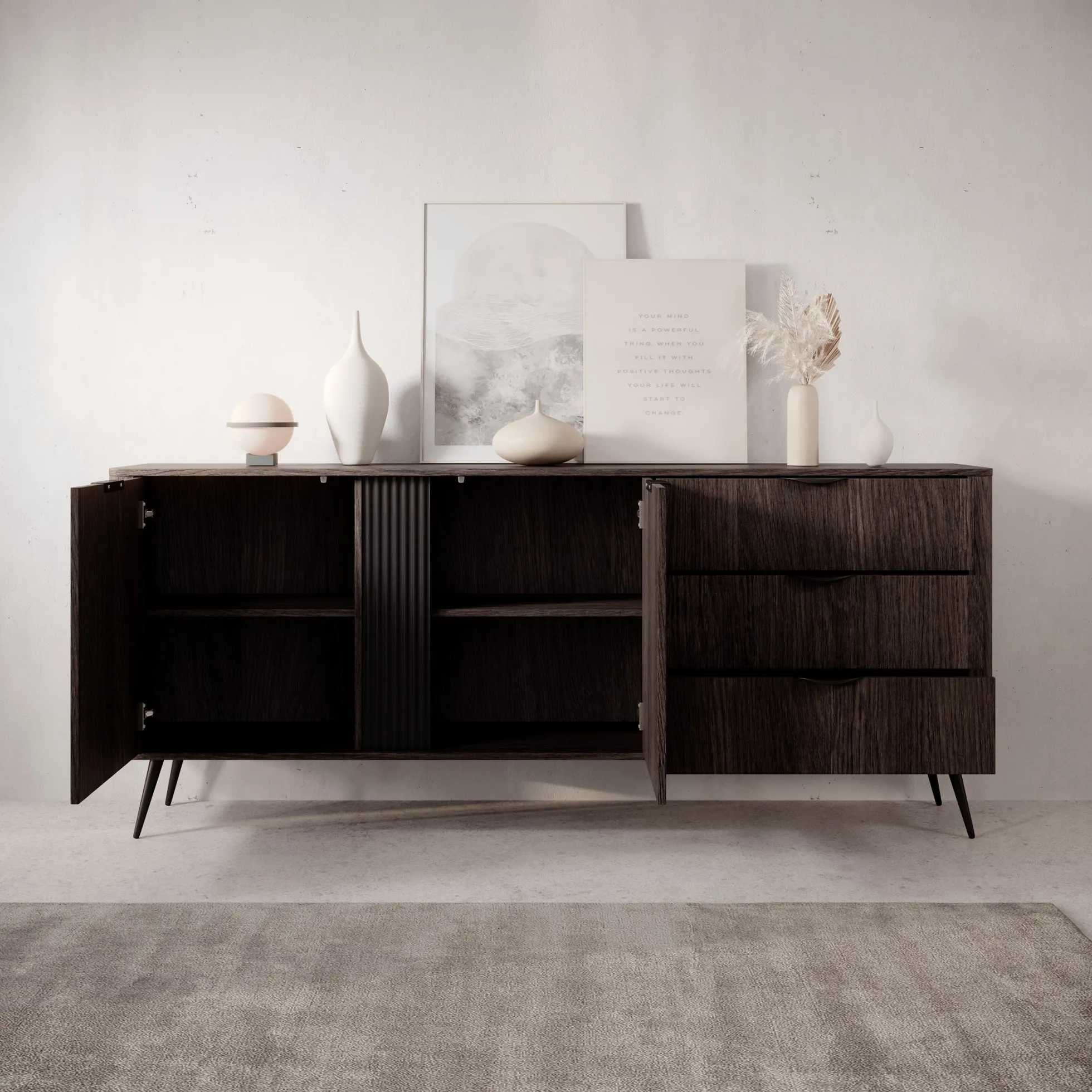 Victoria - Dressoir - Donker eiken - 195x38x81 cm