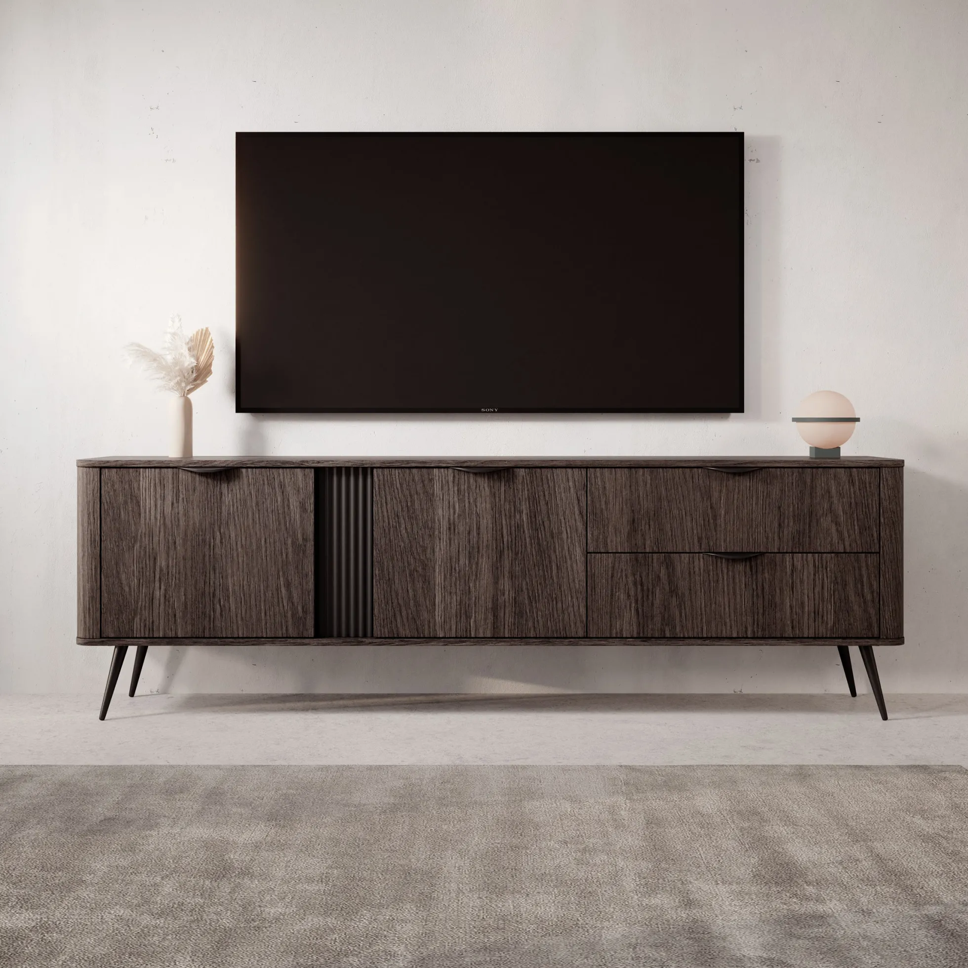 Victoria - TV-Meubel - Donker eiken - 195x38x61 cm