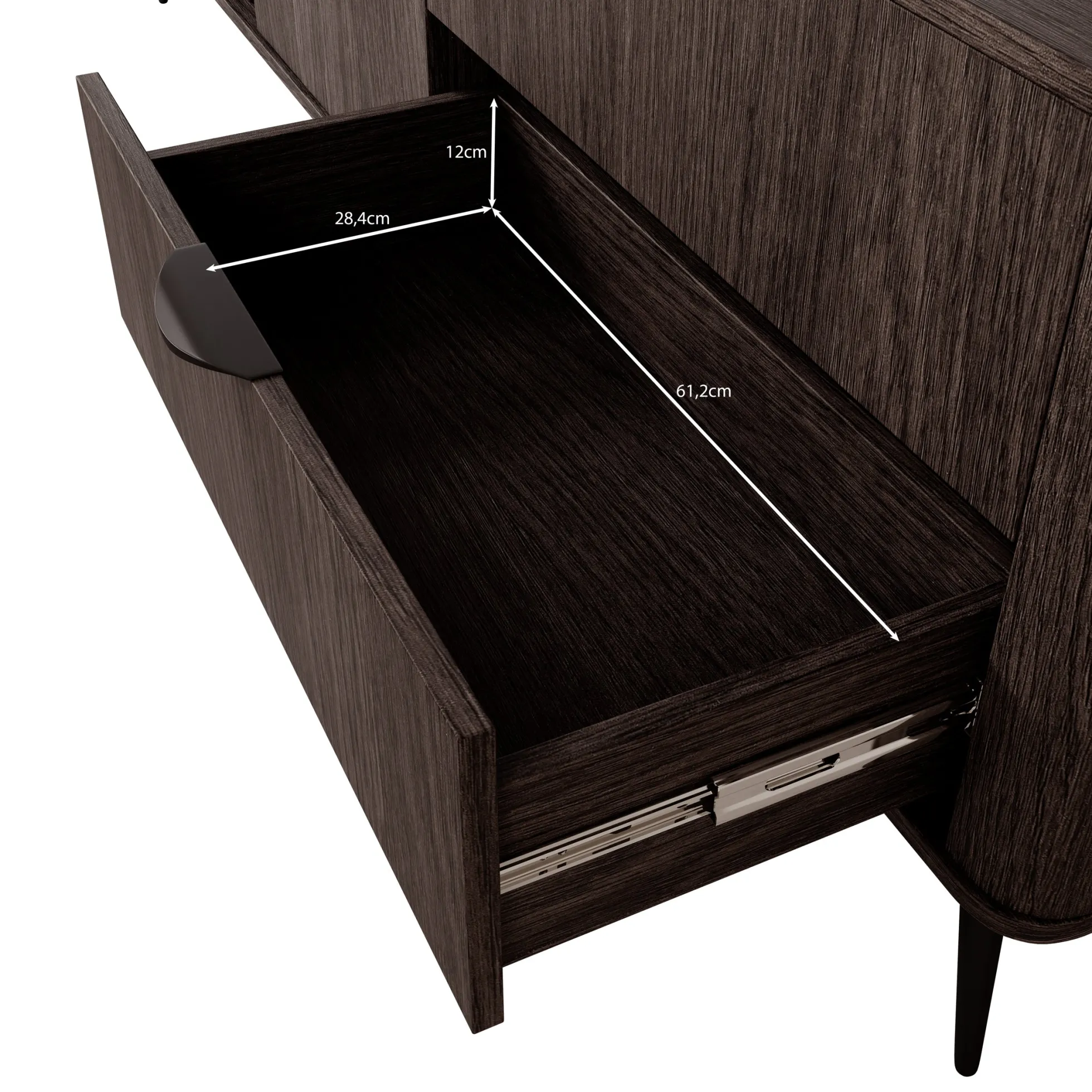 Victoria - TV-Meubel - Donker eiken - 195x38x61 cm