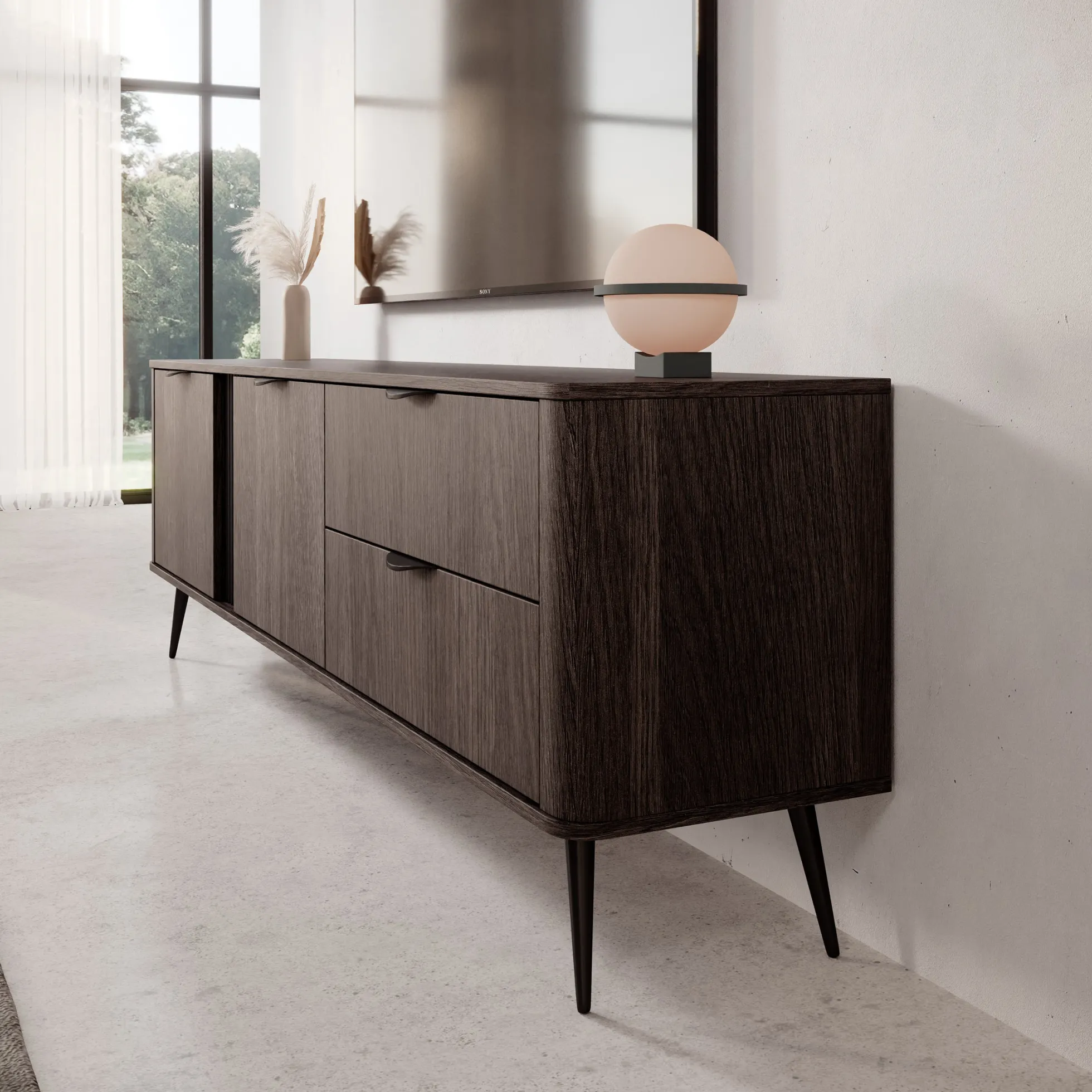 Victoria - TV-Meubel - Donker eiken - 195x38x61 cm