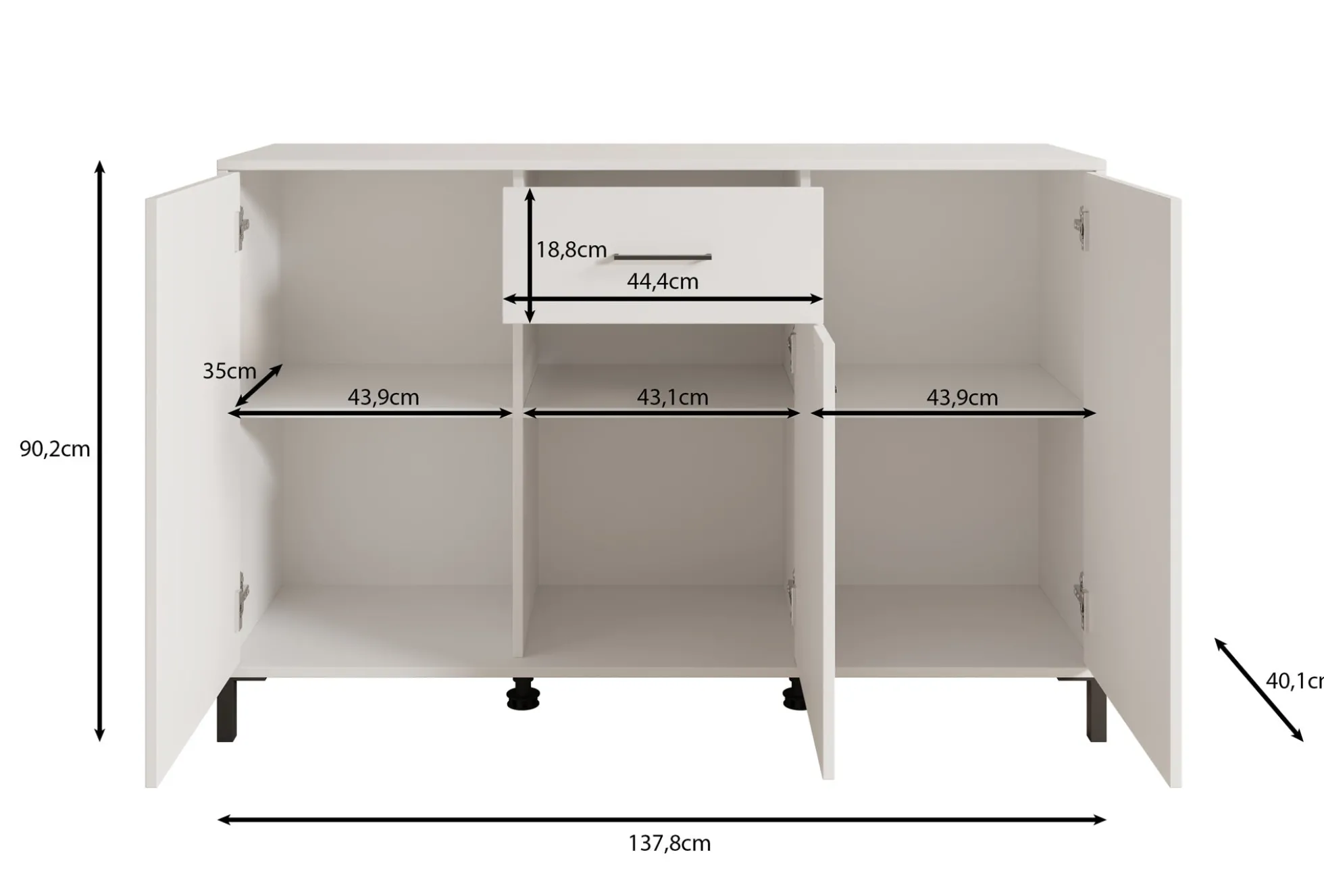 Vidor 1 - Dressoir - Beige - 138x40x90 cm