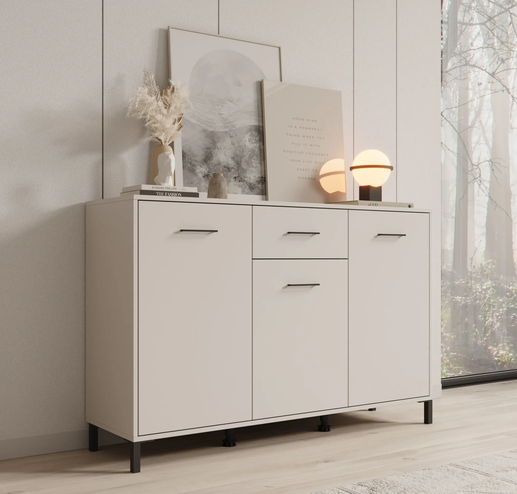 Vidor 1 - Dressoir - Beige - 138x40x90 cm
