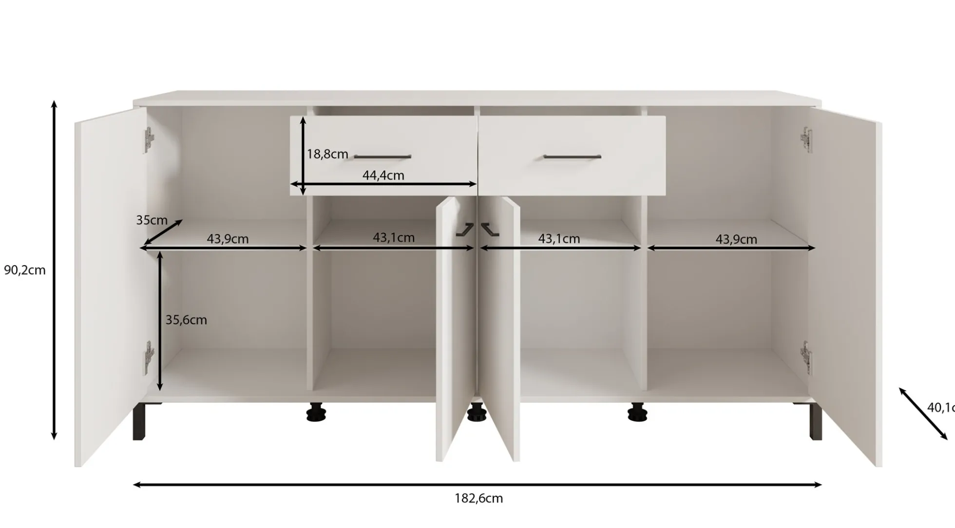 Vidor - Dressoir - Beige - 183x40x90 cm