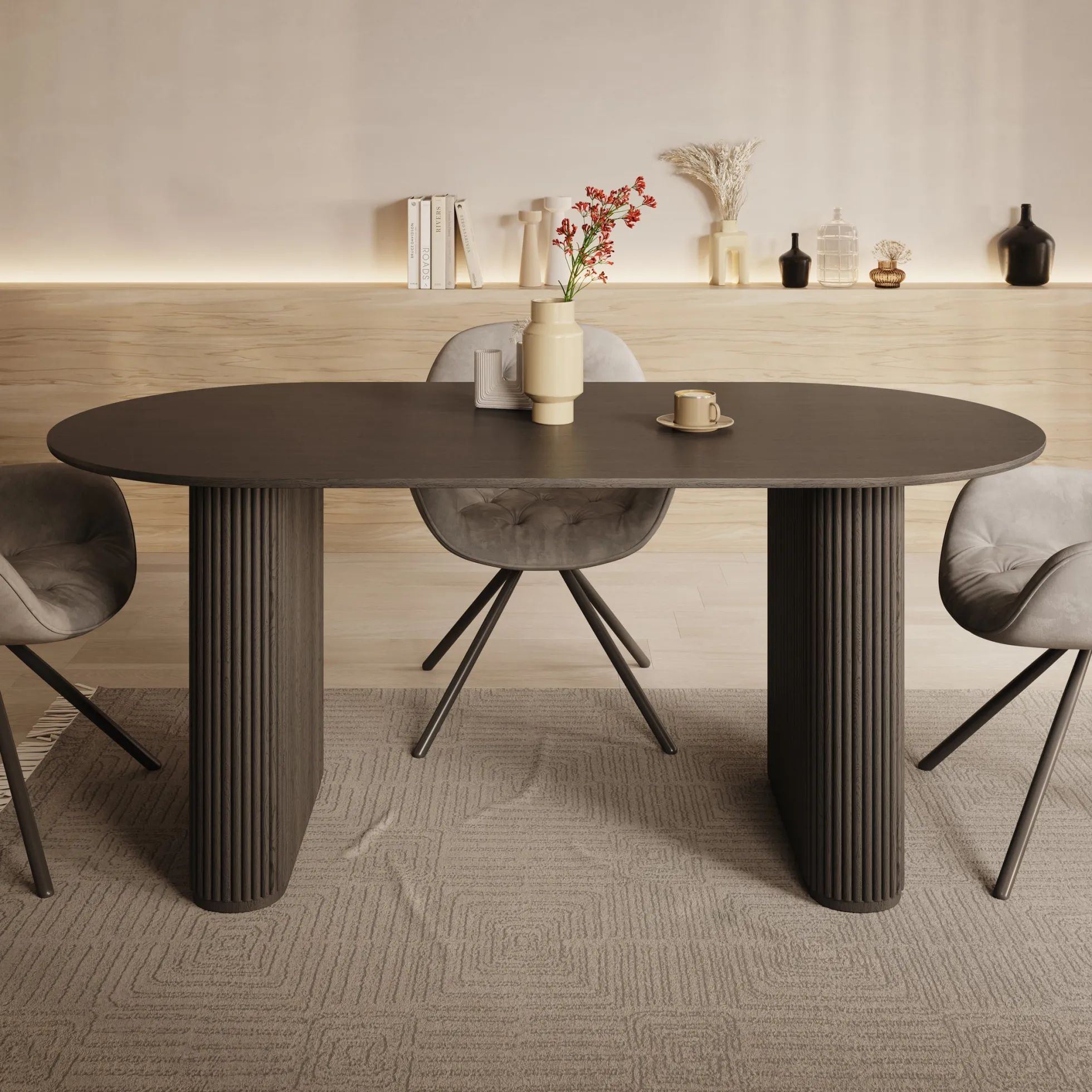 Viento - Eetkamertafel - Zwart - 180x90x76 cm