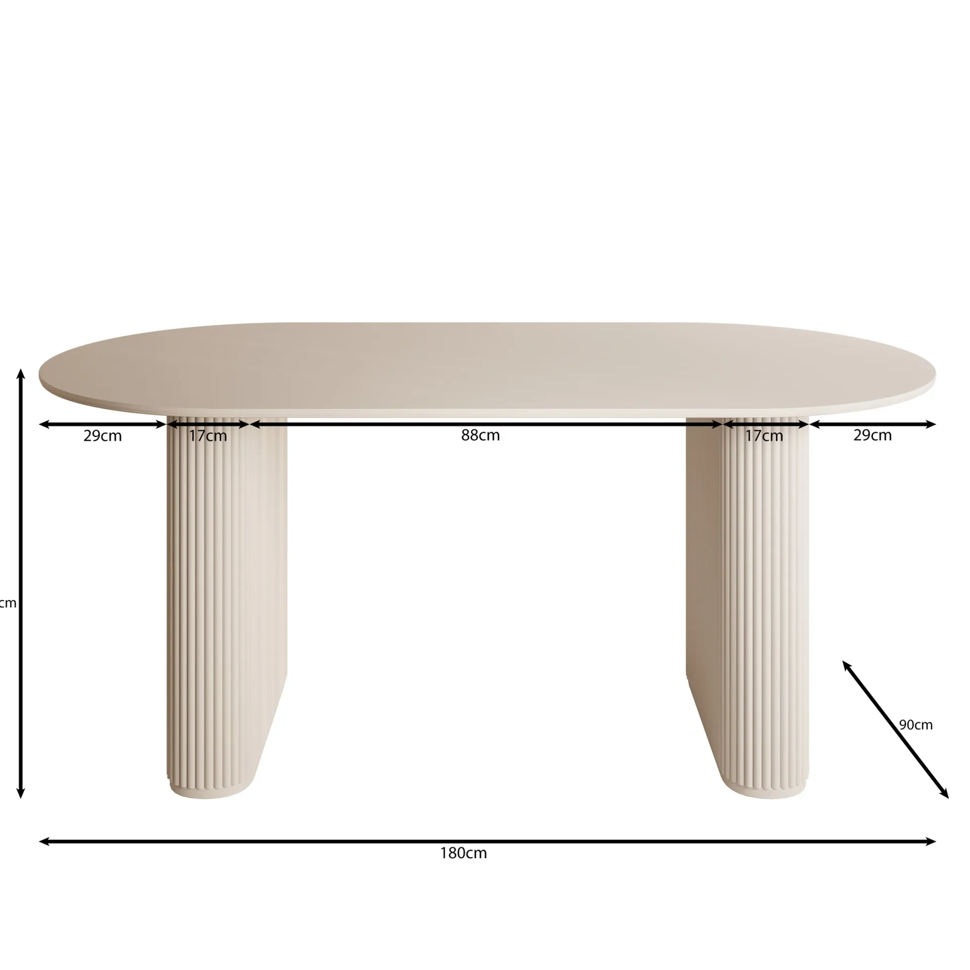 Viento - Eetkamertafel - Zwart - 180x90x76 cm