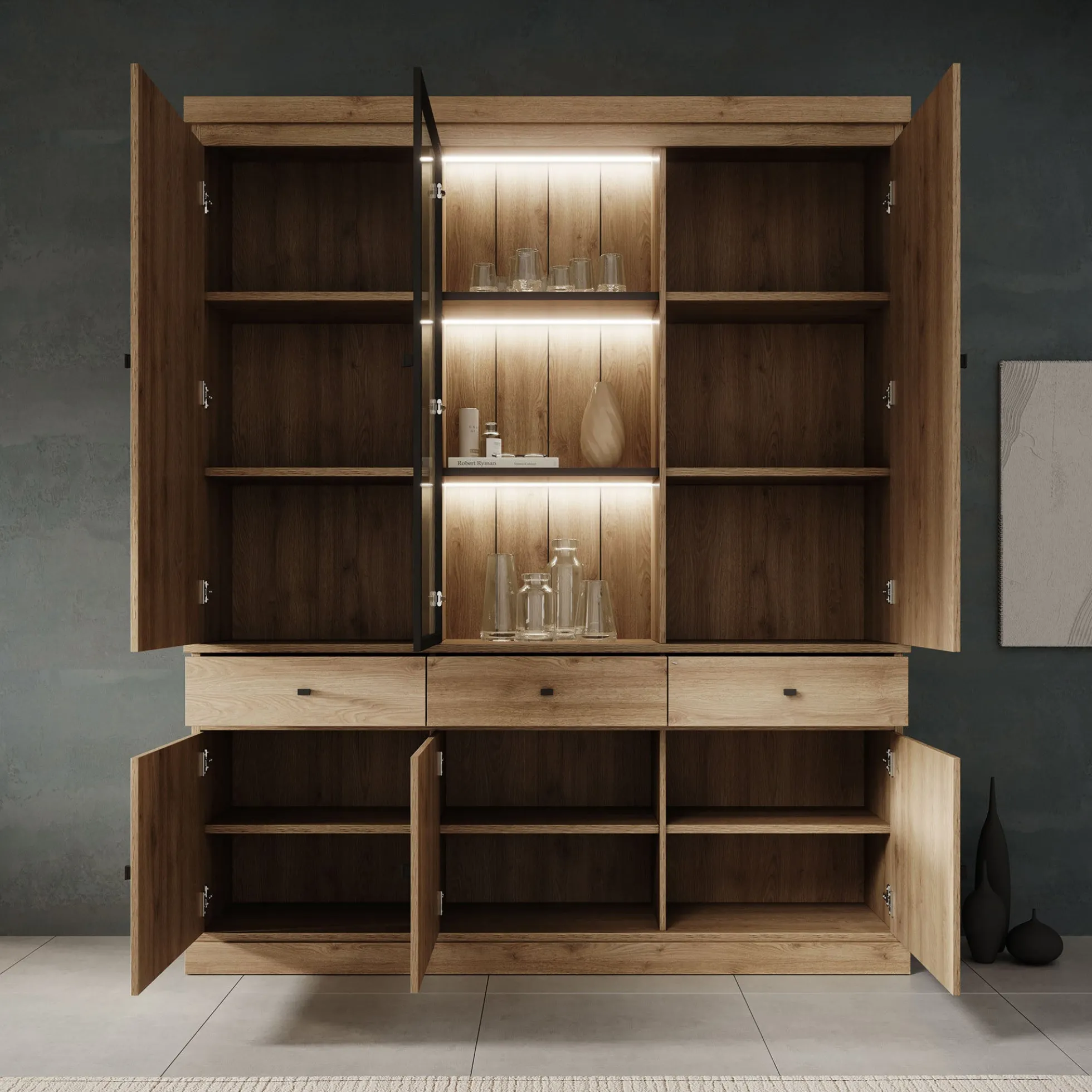 Vince 3 - Buffetkast - Eiken - 182x40x220 cm