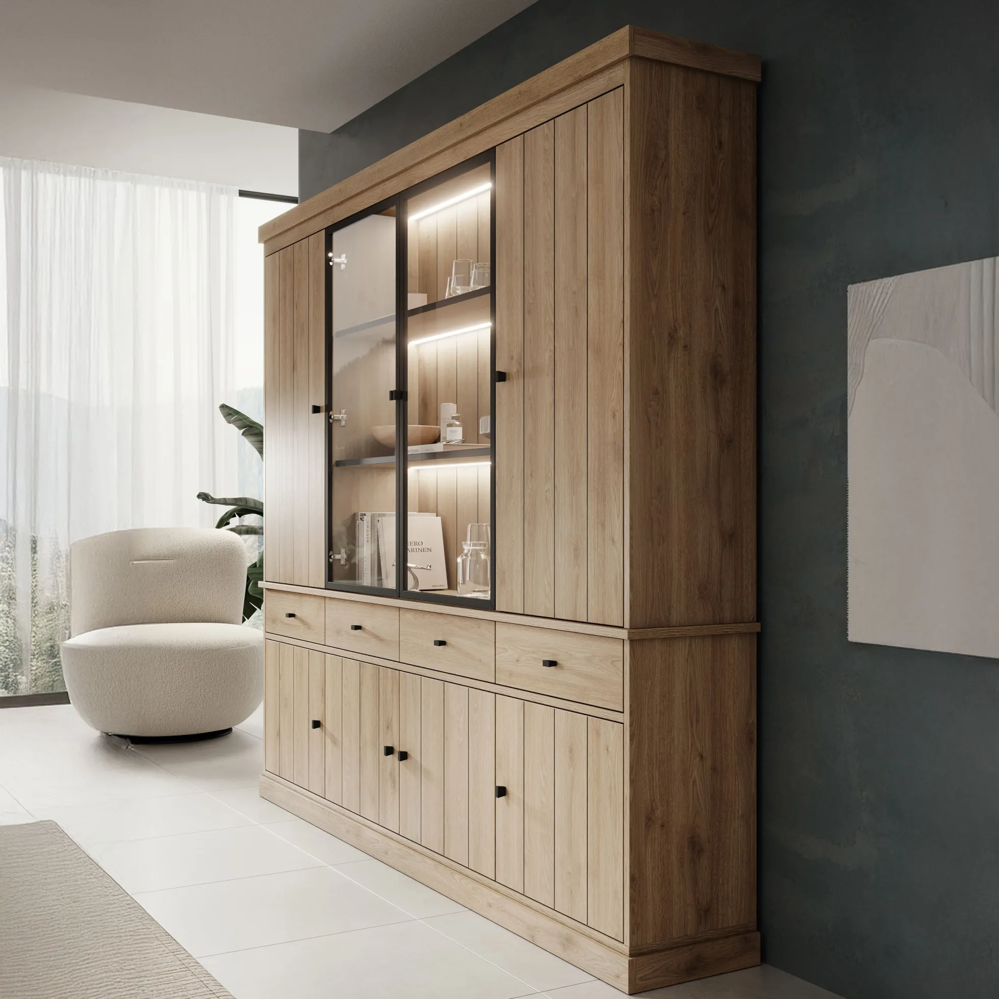 Vince 4 - Buffetkast - Eiken - 240x40x220 cm