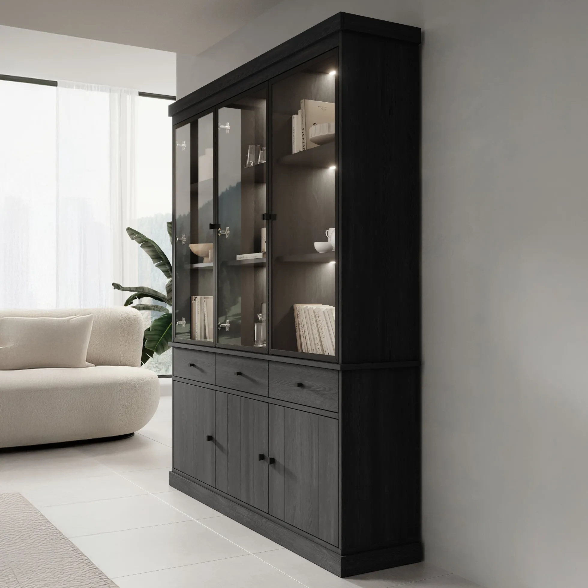 Vince 2 - Buffetkast - Zwart - 182x40x220 cm