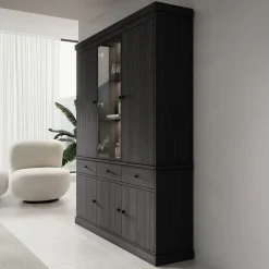 Vince 3 - Buffetkast - Zwart - 182x40x220 cm