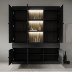 Vince 3 - Buffetkast - Zwart - 182x40x220 cm