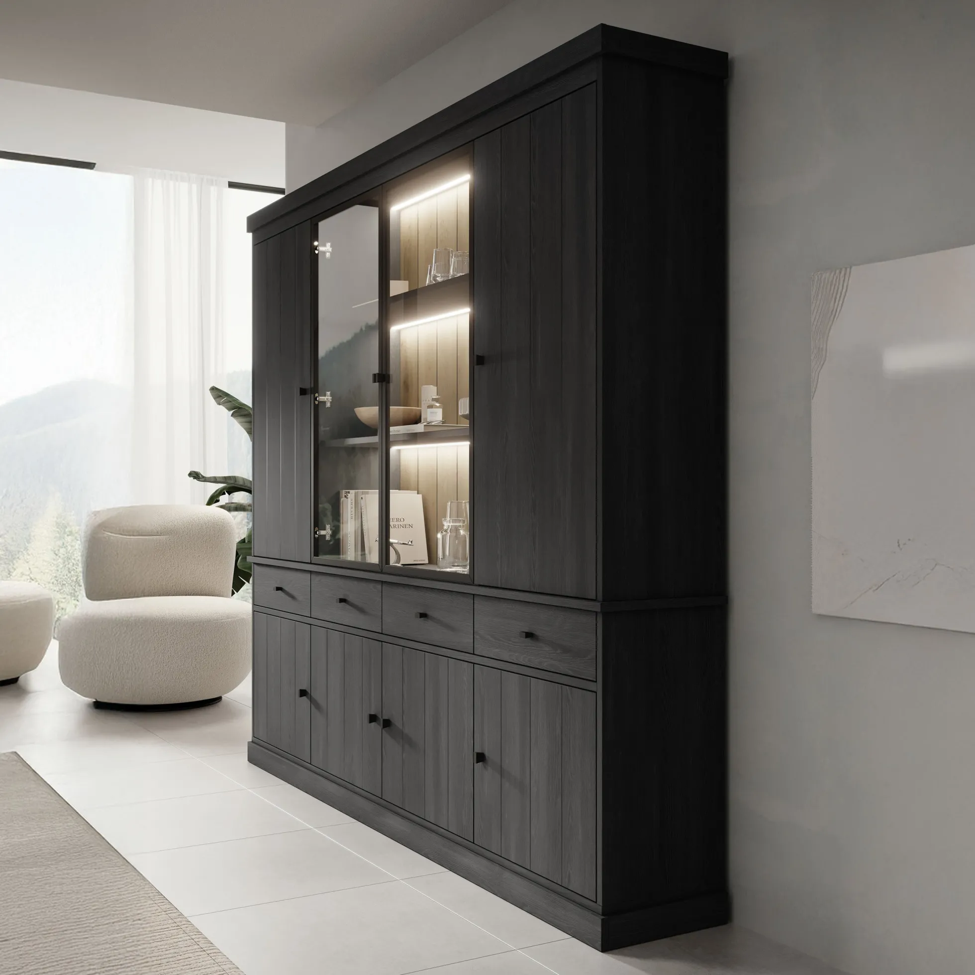 Vince 4 - Buffetkast - Zwart - 240x40x220 cm