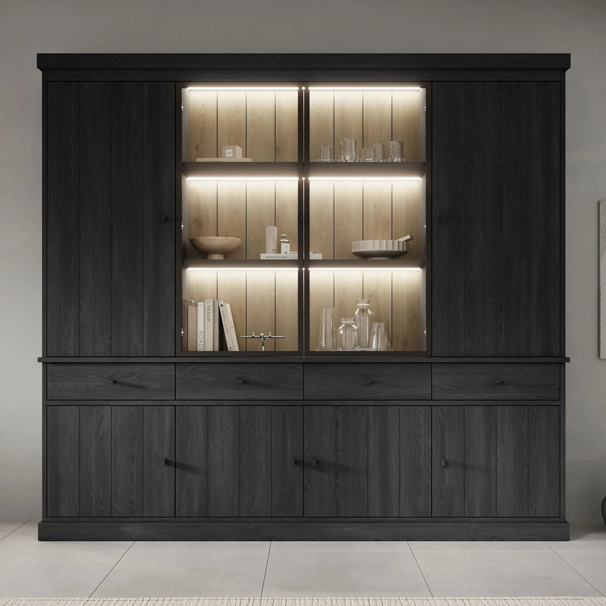 Vince 4 - Buffetkast - Zwart - 240x40x220 cm