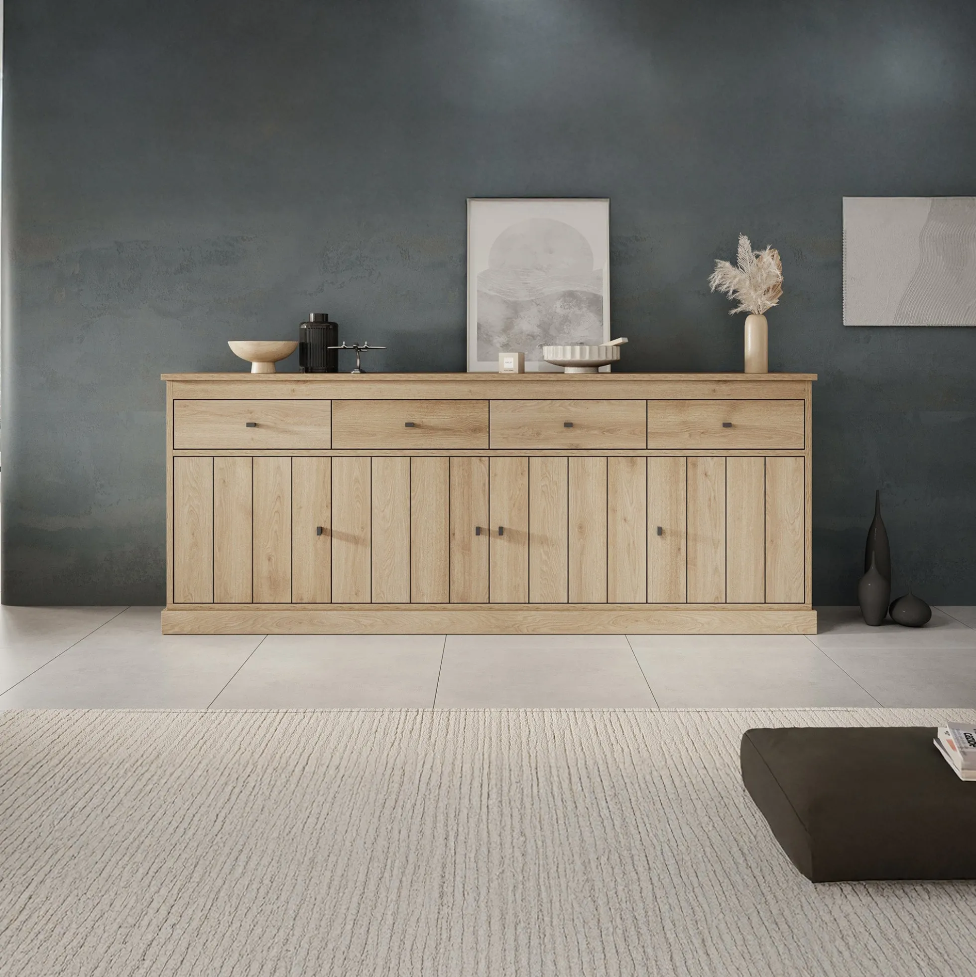 Vince - Dressoir - Eiken - 225x50x90 cm