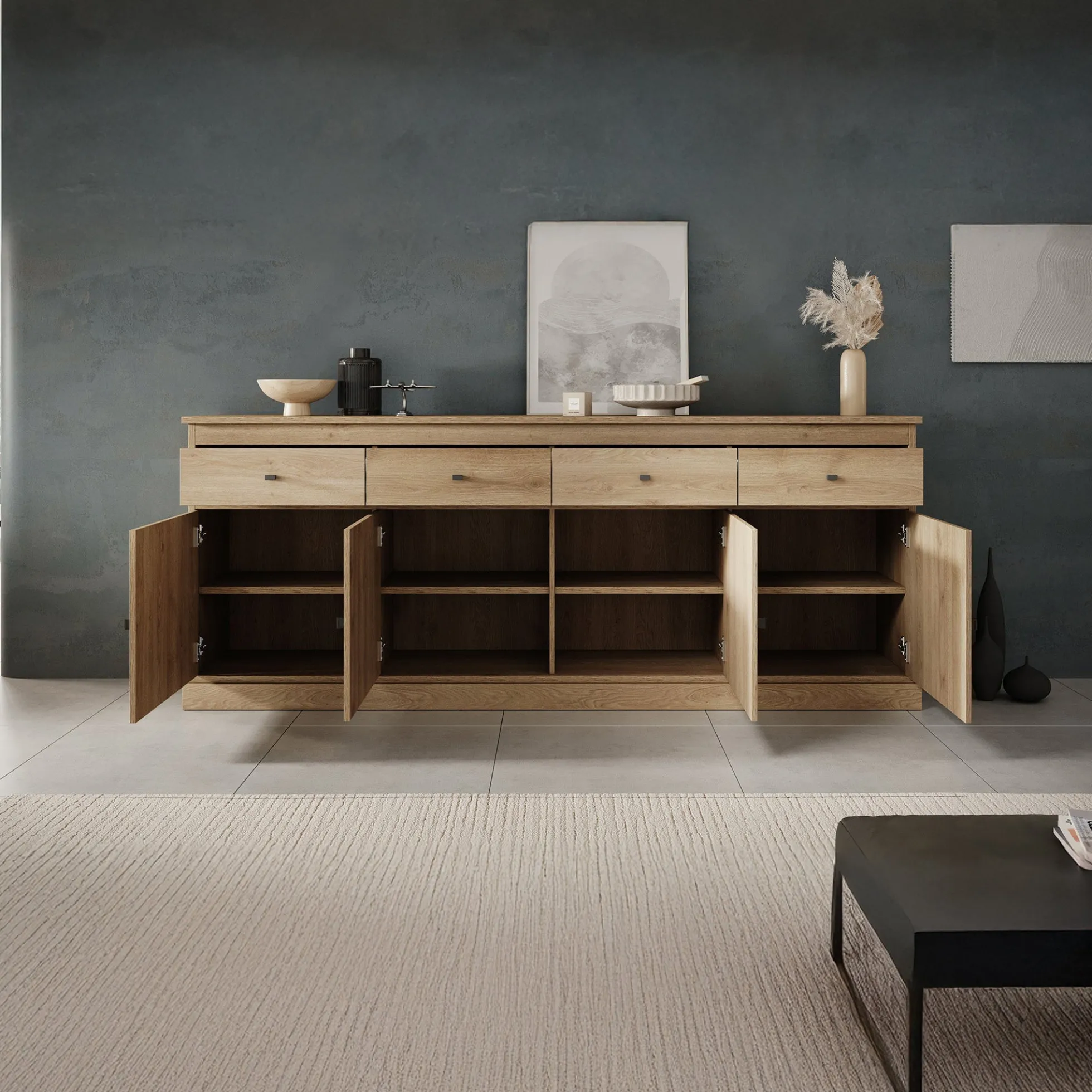 Vince - Dressoir - Eiken - 225x50x90 cm