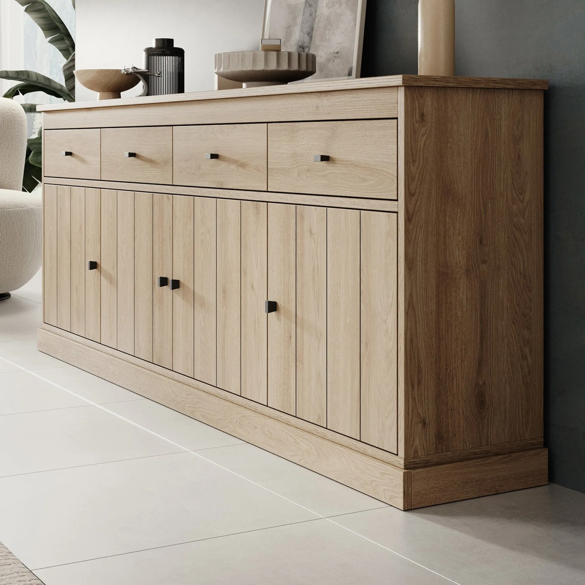 Vince - Dressoir - Eiken - 225x50x90 cm