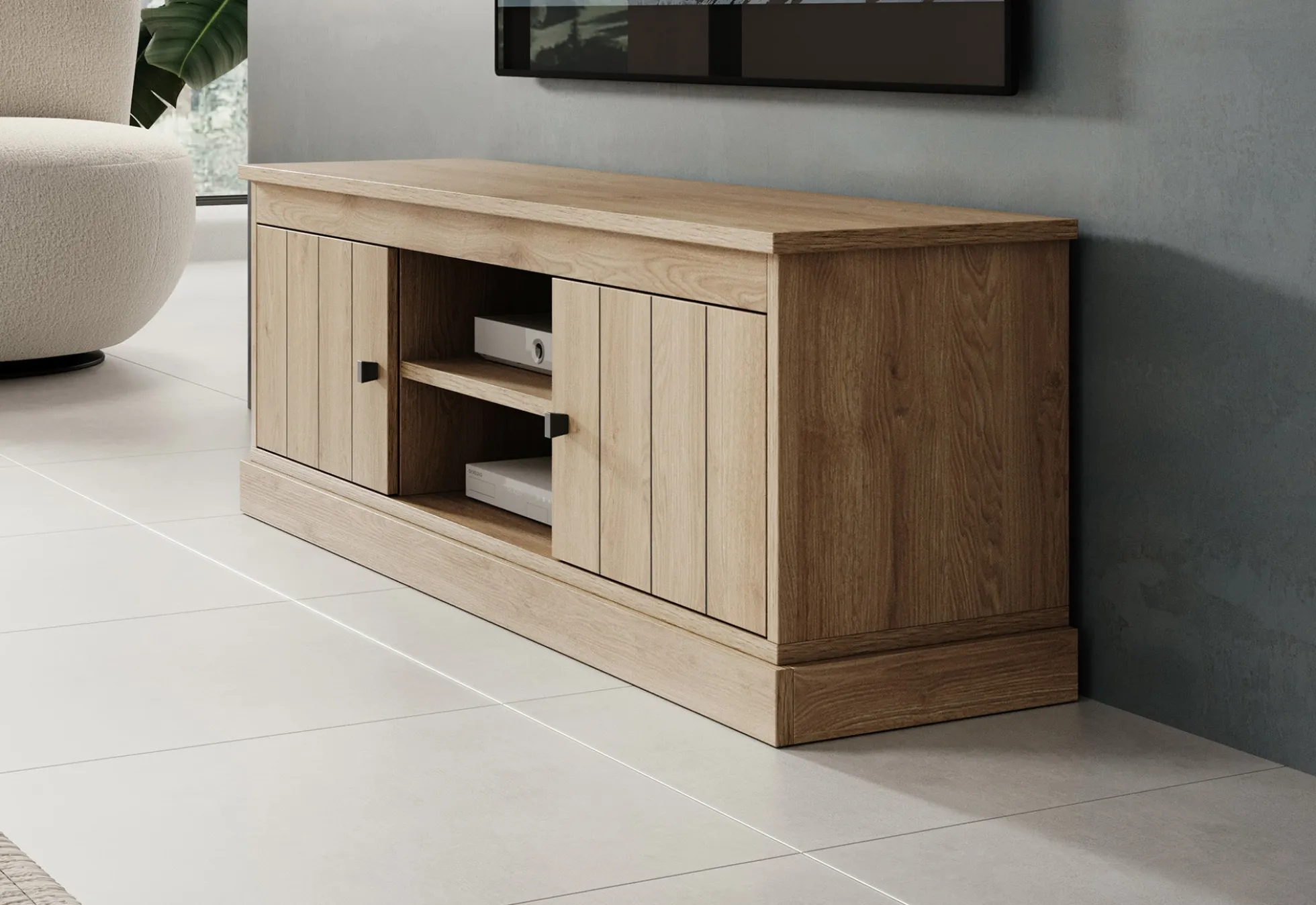 Vince - TV-Meubel met 2 deuren - Eiken - 155 cm