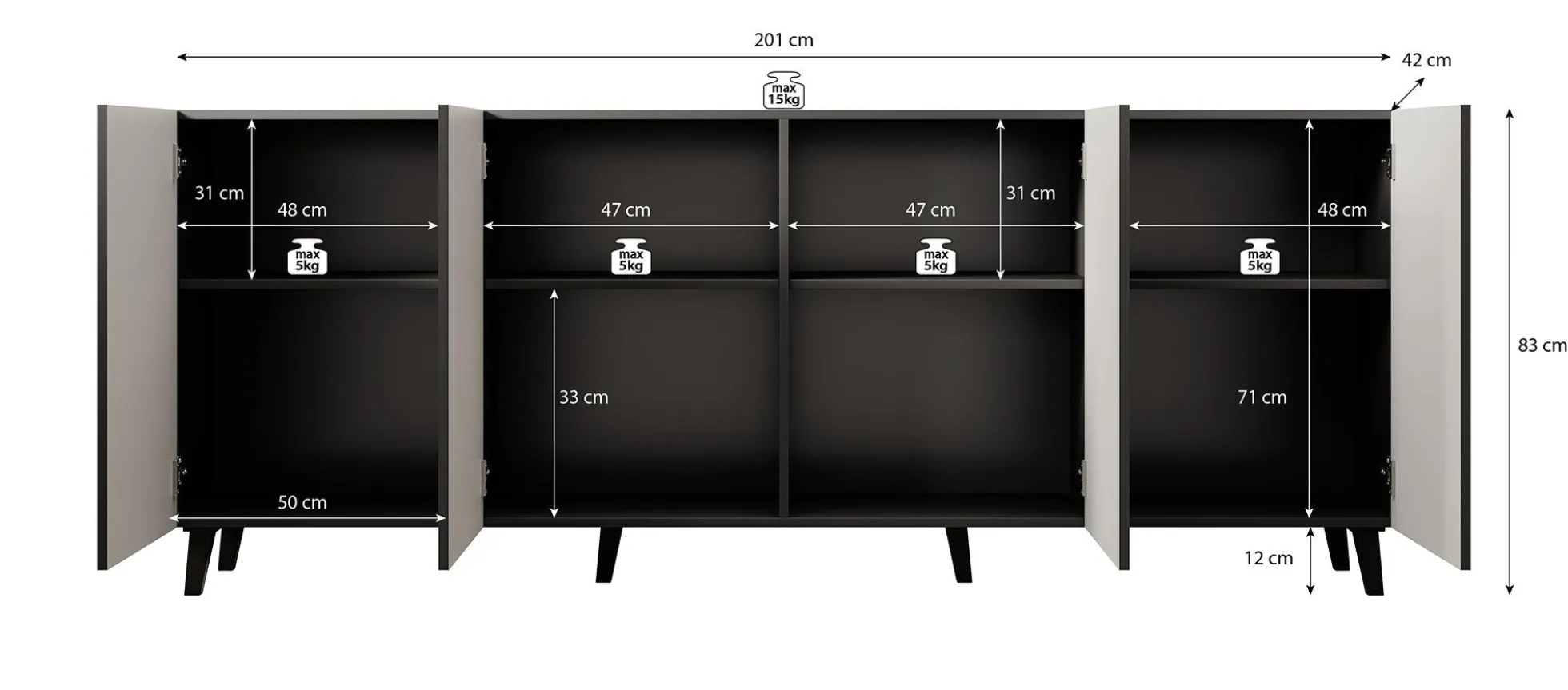 Vintar - Dressoir - Eiken - 201x42x83 cm