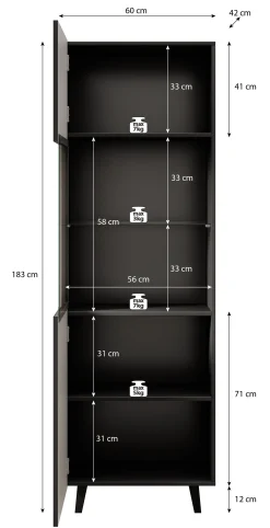 Vintar - Vitrinekast - Eiken - 60x42x183 cm