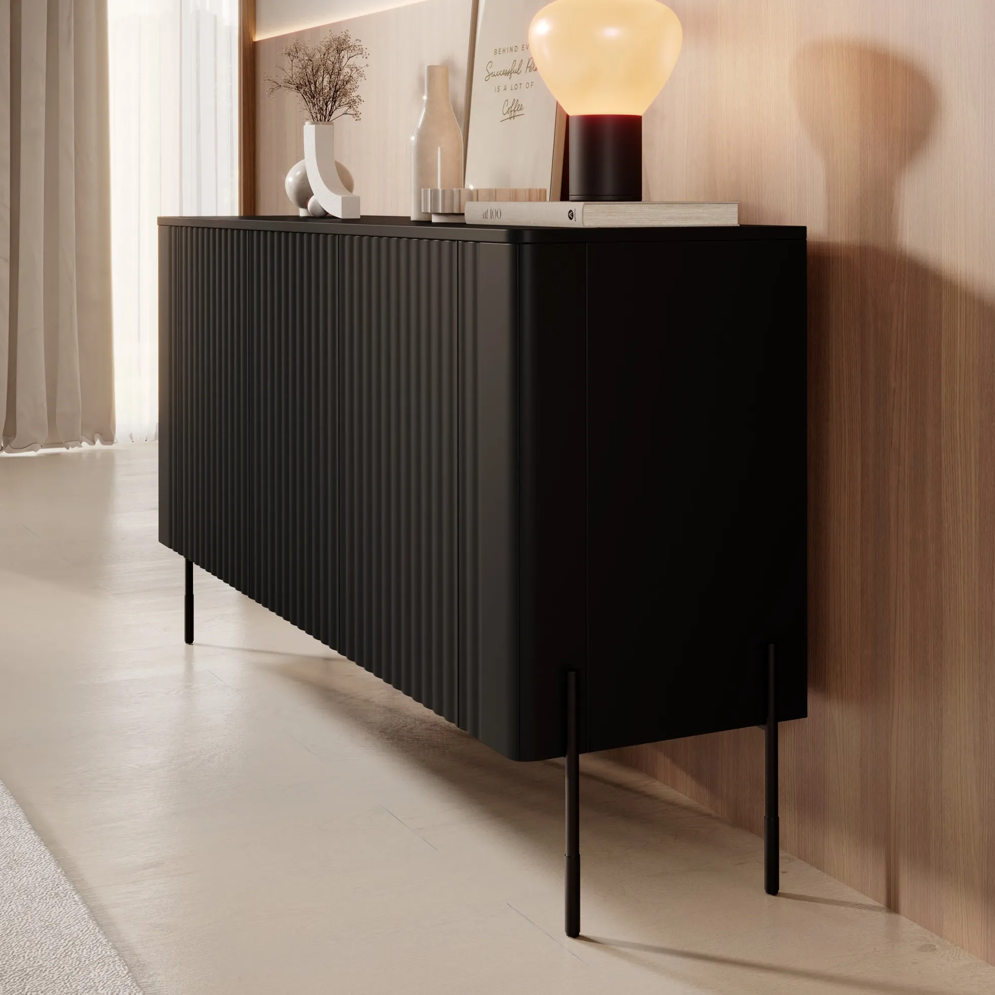 Vivi - Dressoir - Zwart - 150x40x80 cm