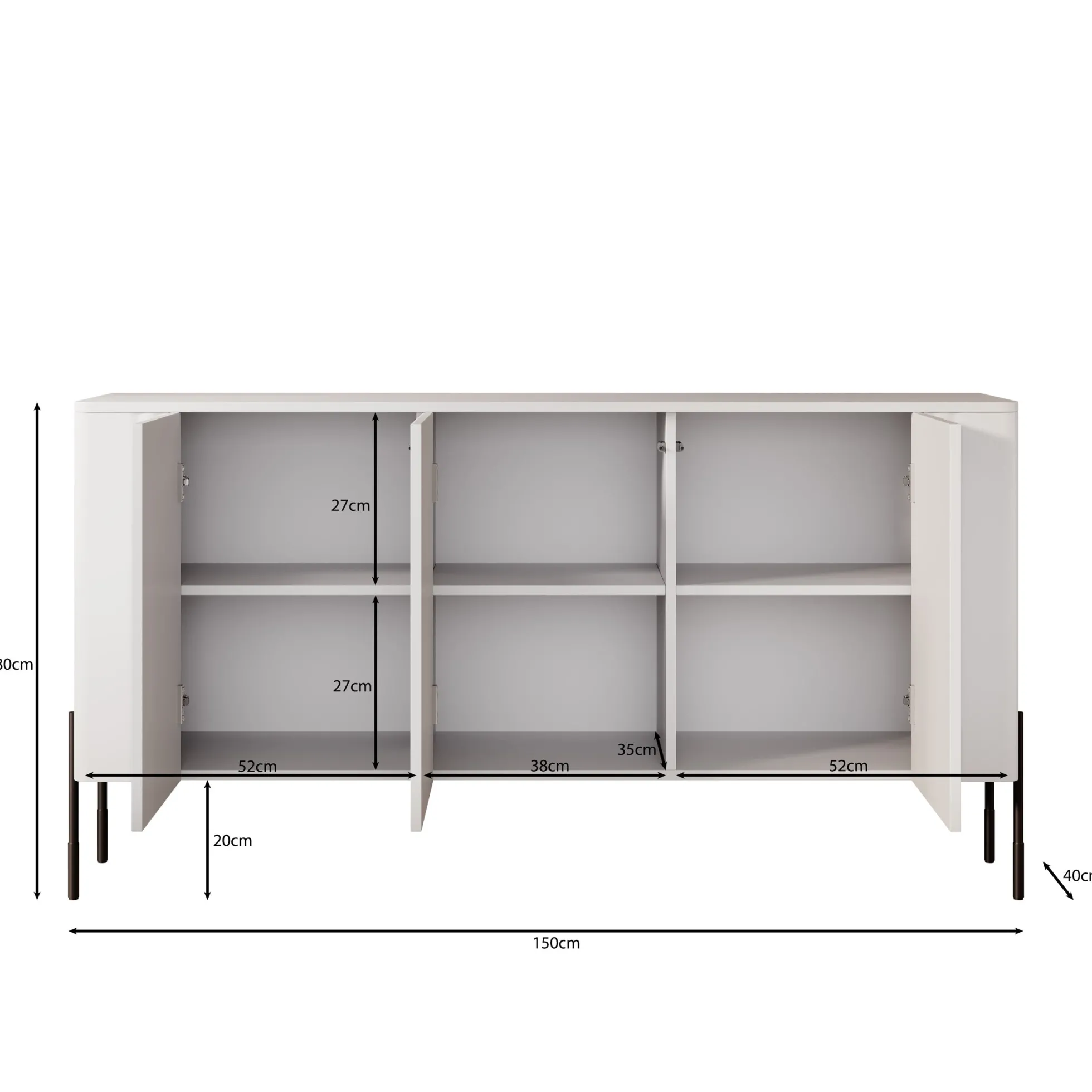 Vivi - Dressoir - Zwart - 150x40x80 cm