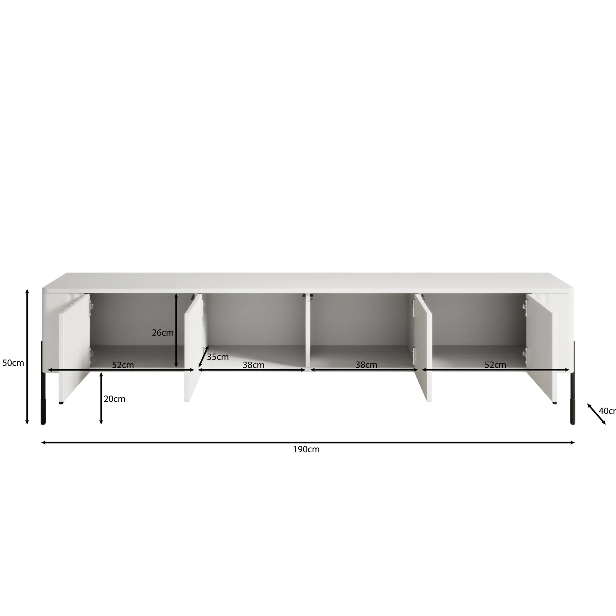 Vivi - TV-Meubel - Beige - 190x40x50 cm