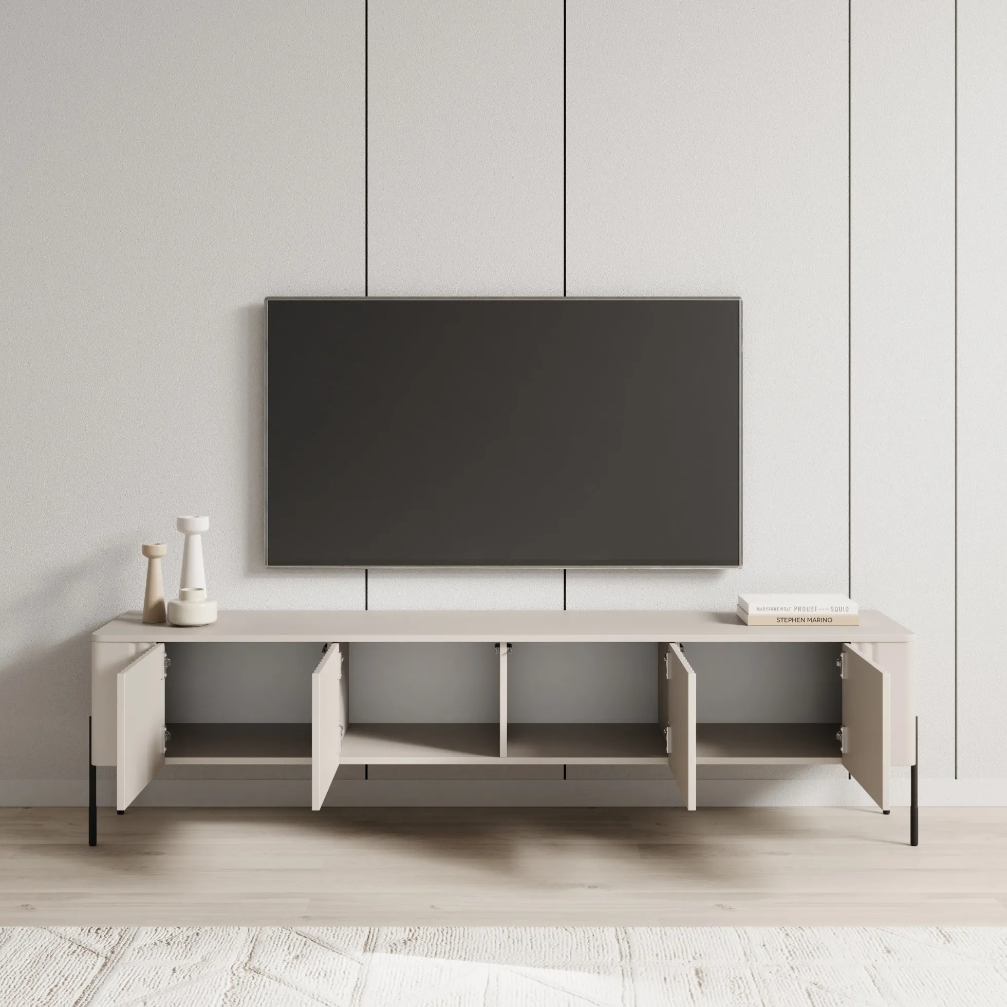 Vivi - TV-Meubel - Beige - 190x40x50 cm
