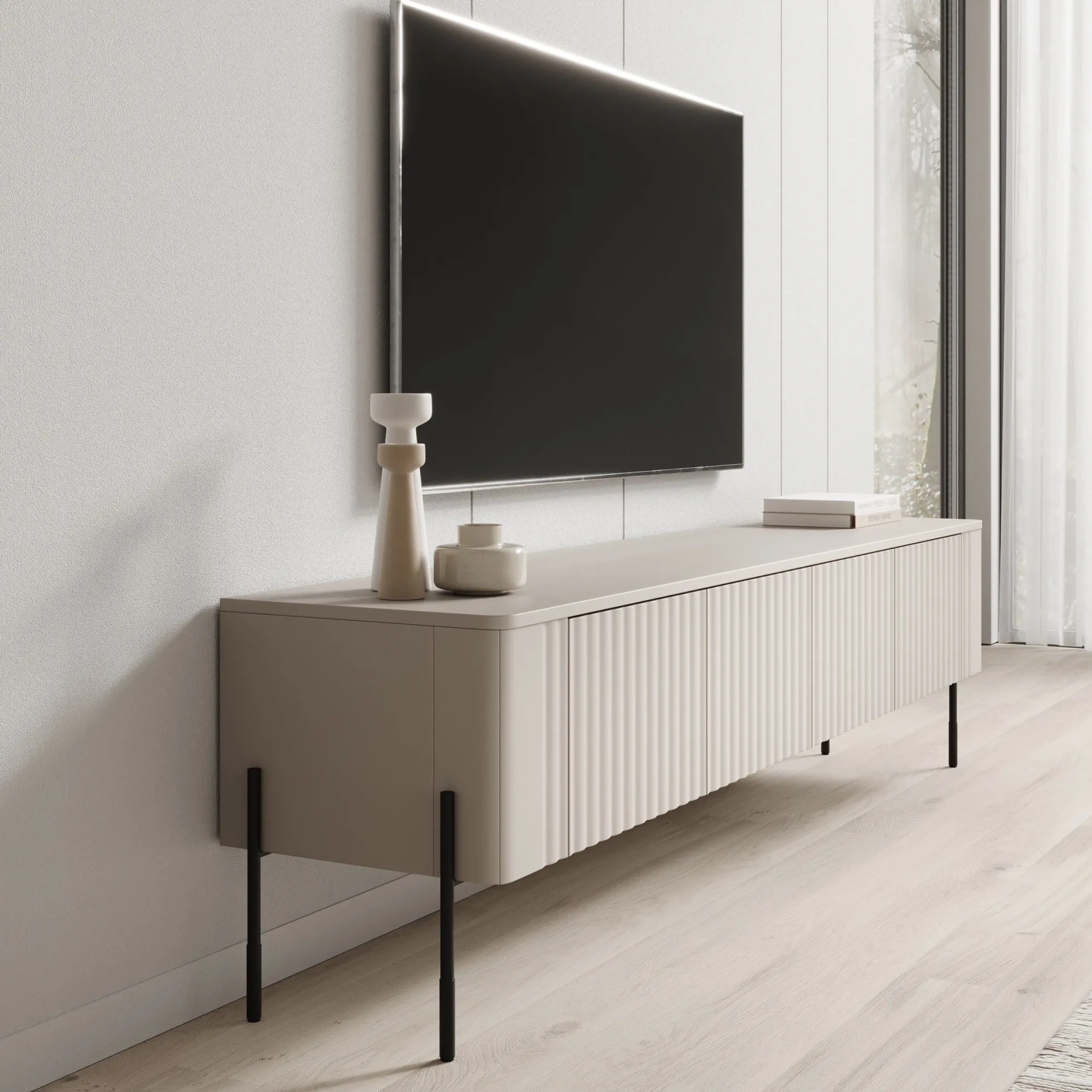 Vivi - TV-Meubel - Beige - 190x40x50 cm