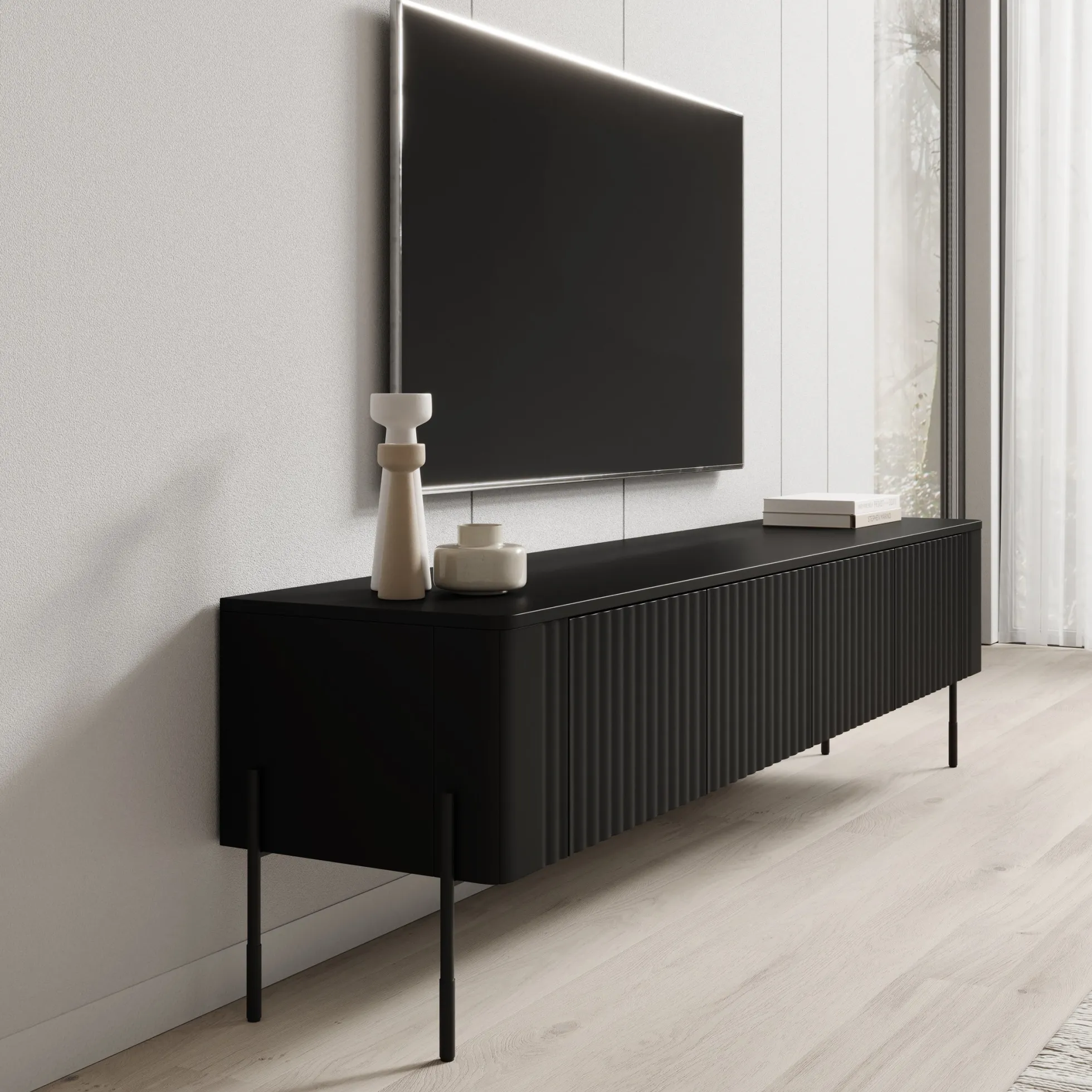 Vivi - TV-Meubel - Zwart - 190x40x50 cm
