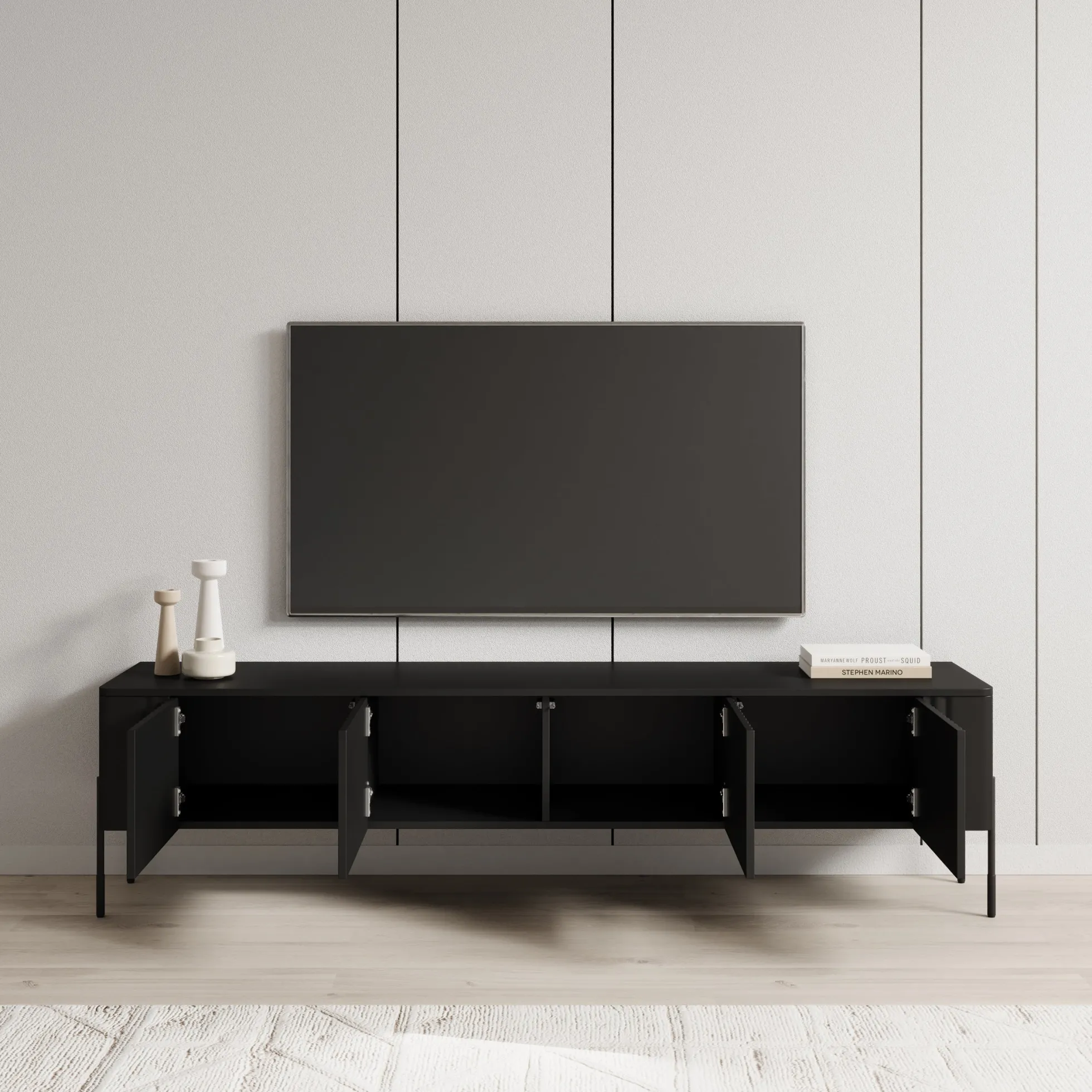 Vivi - TV-Meubel - Zwart - 190x40x50 cm