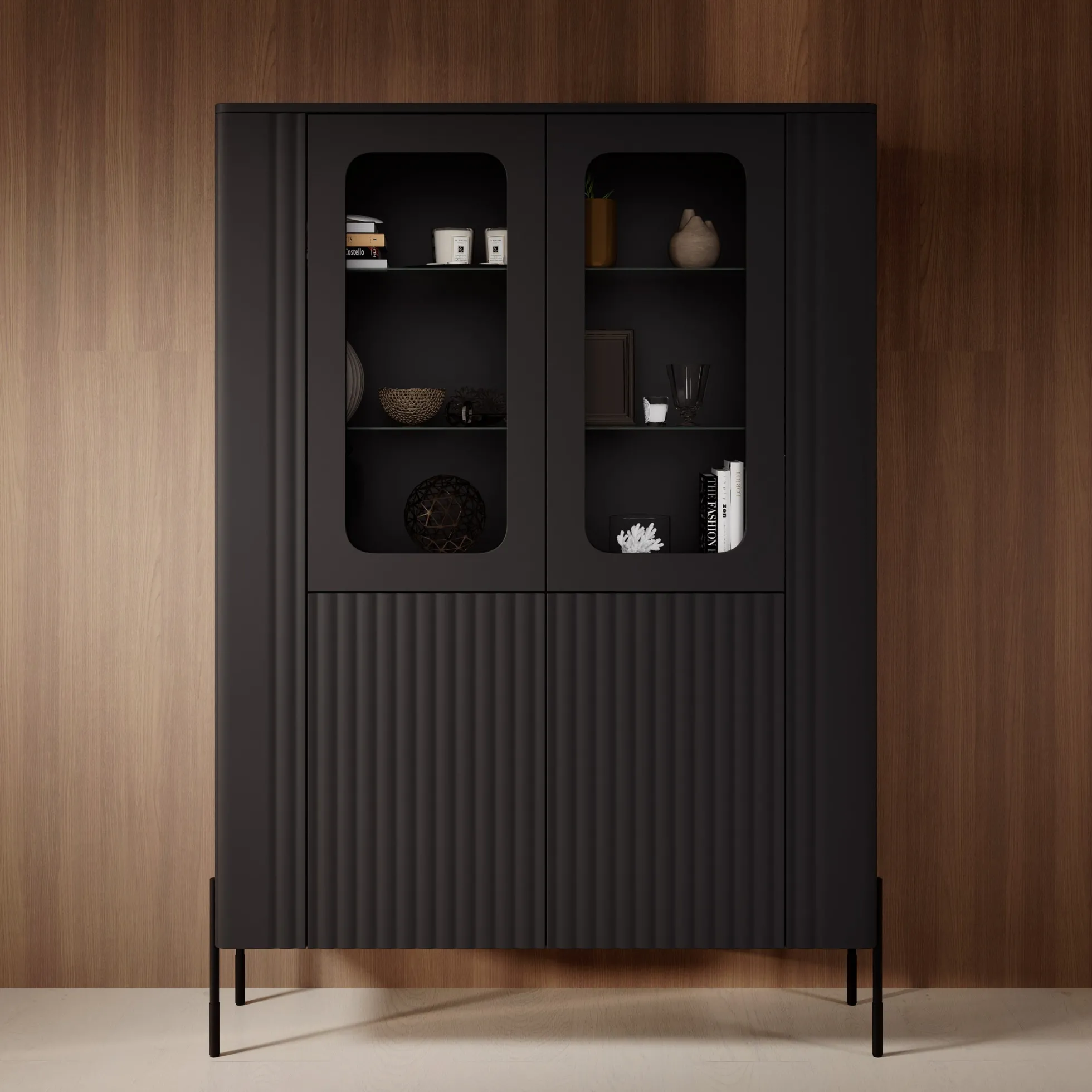 Vivi - Vitrinekast - Zwart - 110x40x160 cm