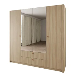 Voorne - Kledingkast met 4 deuren - Eiken - 213x55x208 cm