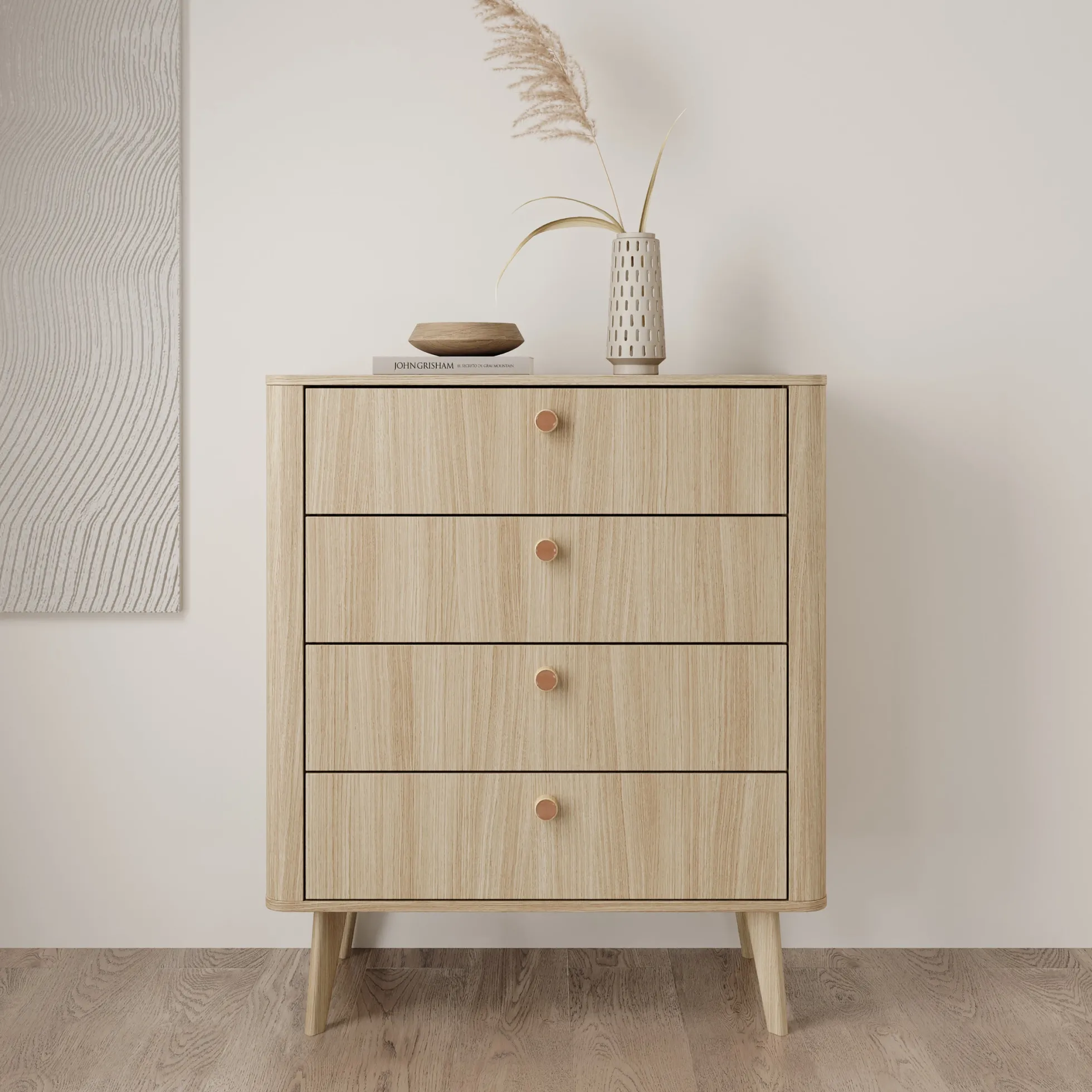 Voorne - Ladekast 4 lades - Eiken - 88x38x103 cm