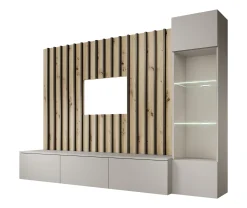 Votado 1 - Wandmeubel - Grijs/eiken - 180x35x30 cm