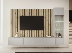 Votado 1 - Wandmeubel - Grijs/eiken - 180x35x30 cm