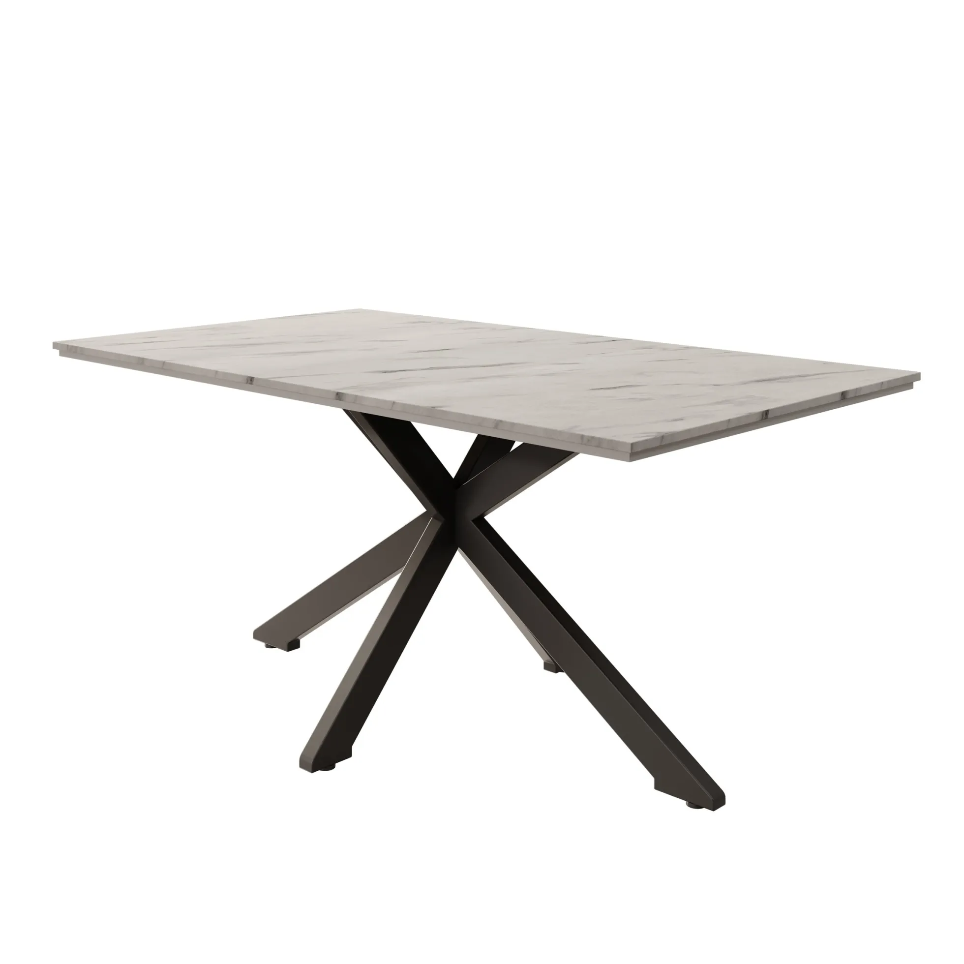 Wabe - Eetkamertafel - Wit marmerlook - 160x90x74 cm