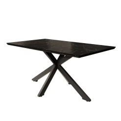 Wabe - Eetkamertafel - Zwart marmerlook - 160x90x74 cm
