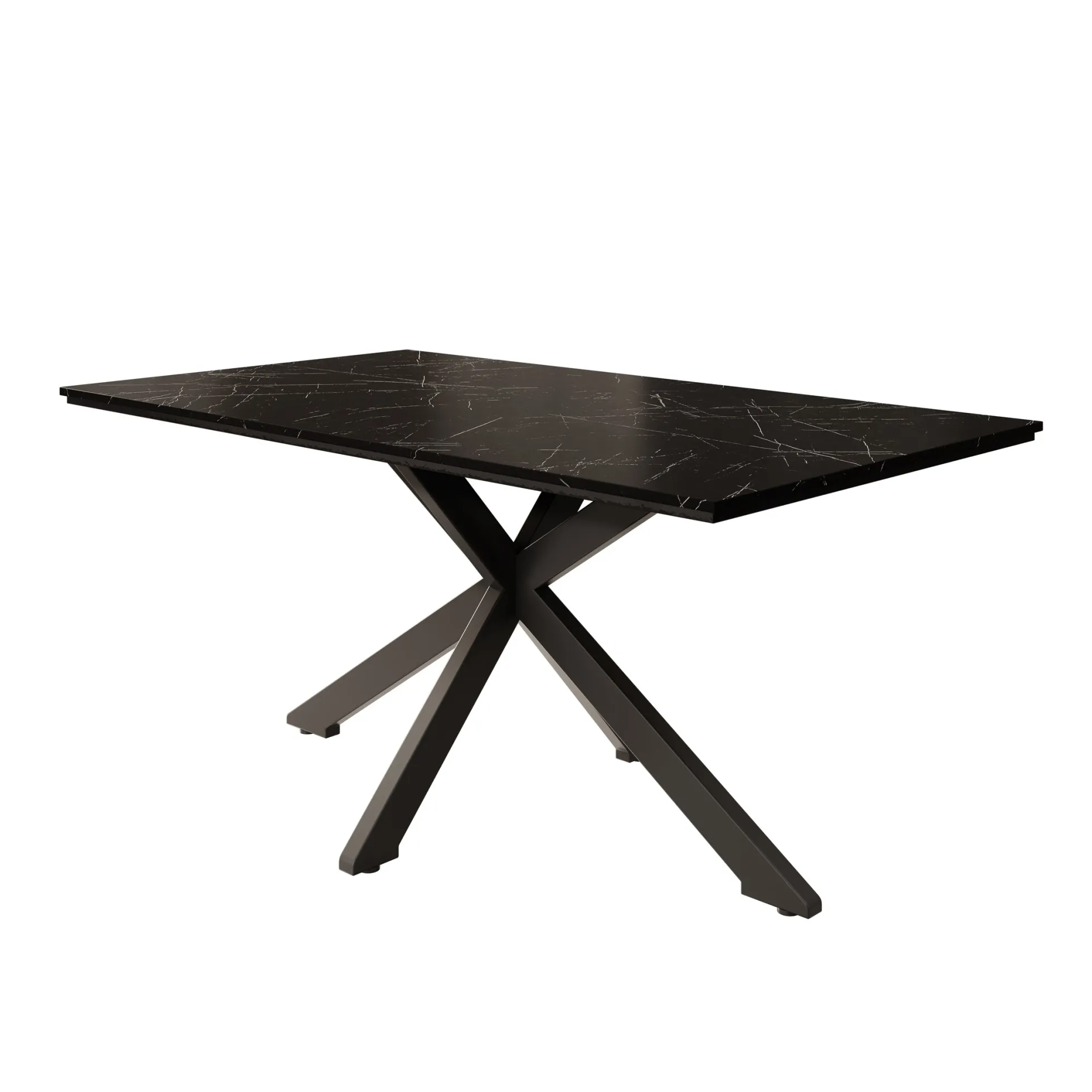 Wabe - Eetkamertafel - Zwart marmerlook - 160x90x74 cm