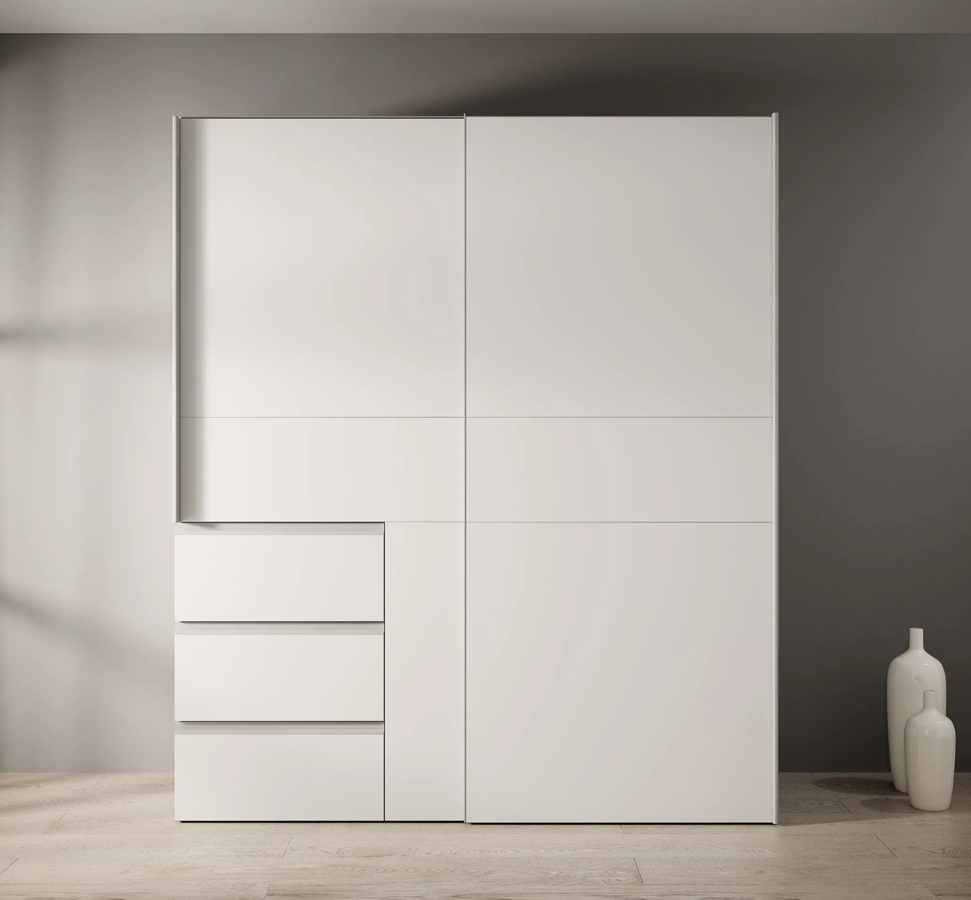 Walter - Kledingkast met schuifdeuren - Wit - 170x61x200 cm