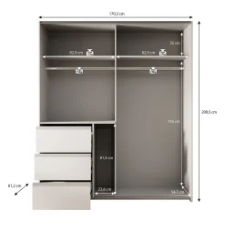 Walter - Kledingkast met schuifdeuren - Wit - 170x61x200 cm