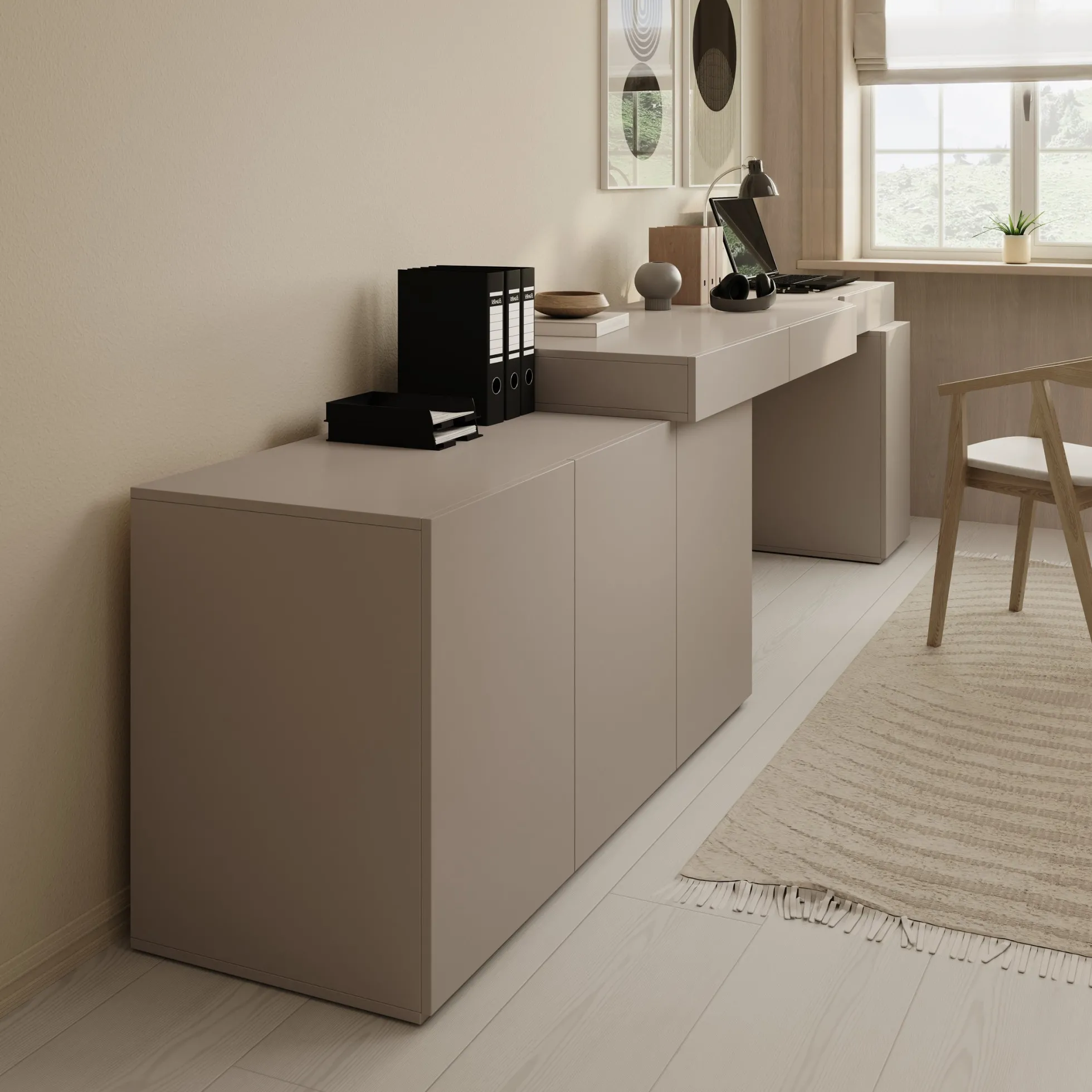 Whenua 3 - Bureau links - Beige - 321x55x79 cm