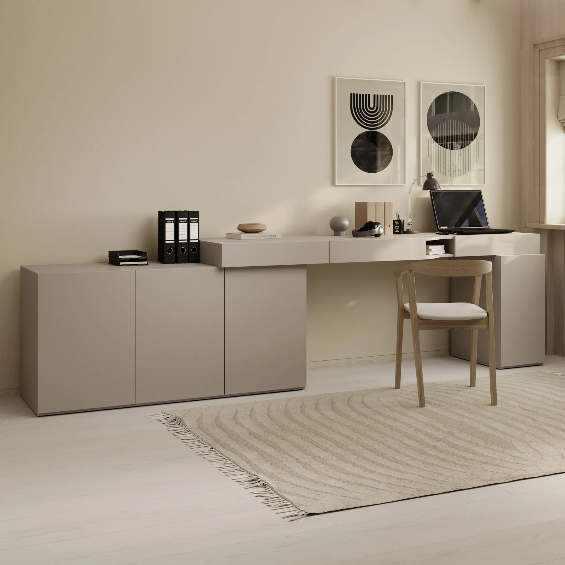 Whenua 3 - Bureau links - Beige - 321x55x79 cm