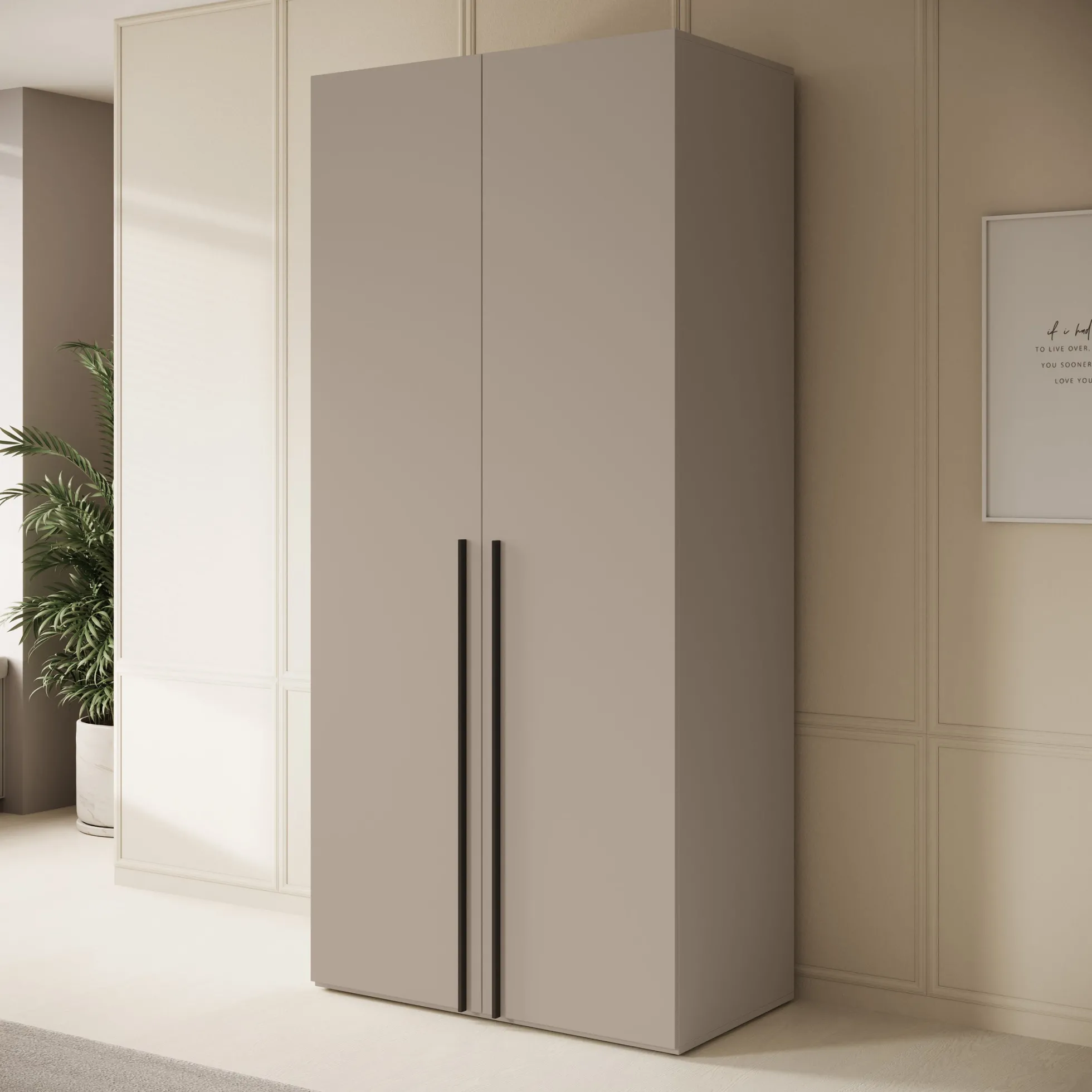 Whenua - Kledingkast met 2 deuren - Beige - 100x55x216 cm