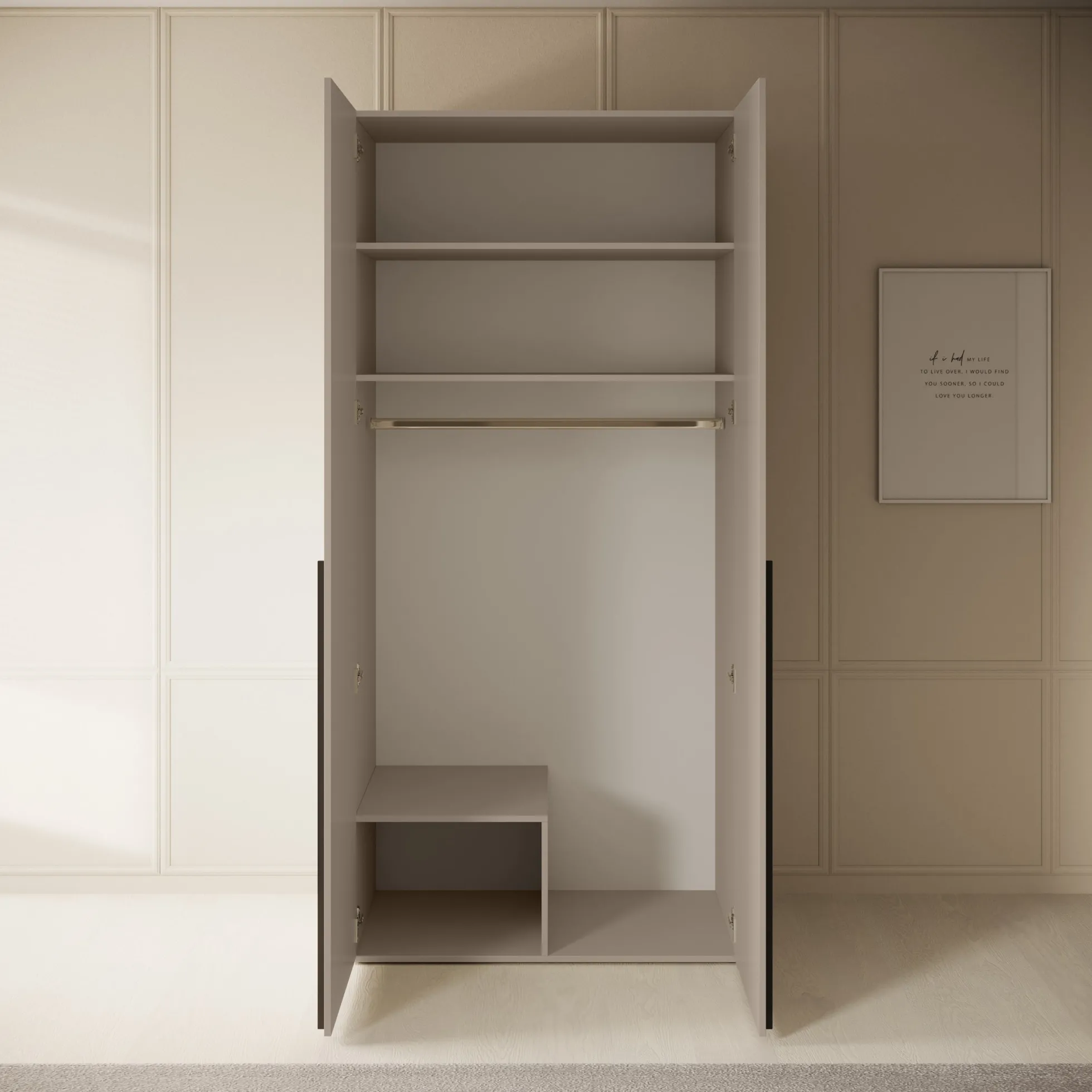 Whenua - Kledingkast met 2 deuren - Beige - 100x55x216 cm