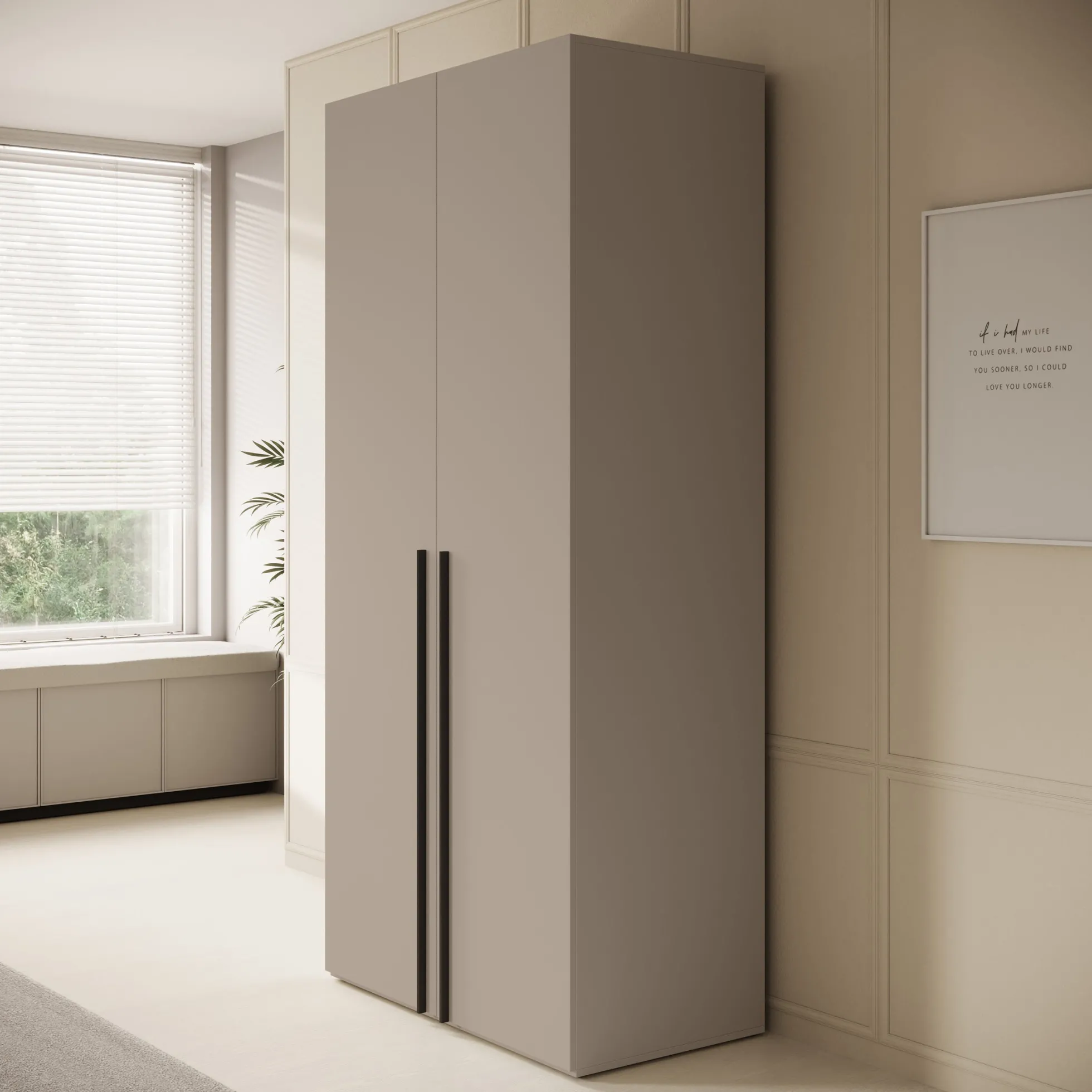 Whenua - Kledingkast met 2 deuren - Beige - 100x55x216 cm
