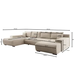 Wincan - Hoekbank 4-zits met chaise longue - Ribstof beige - Universee