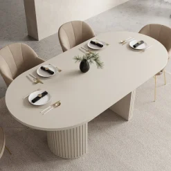 Windel - Eetkamertafel ovaal - Beige - 185x90x75 cm