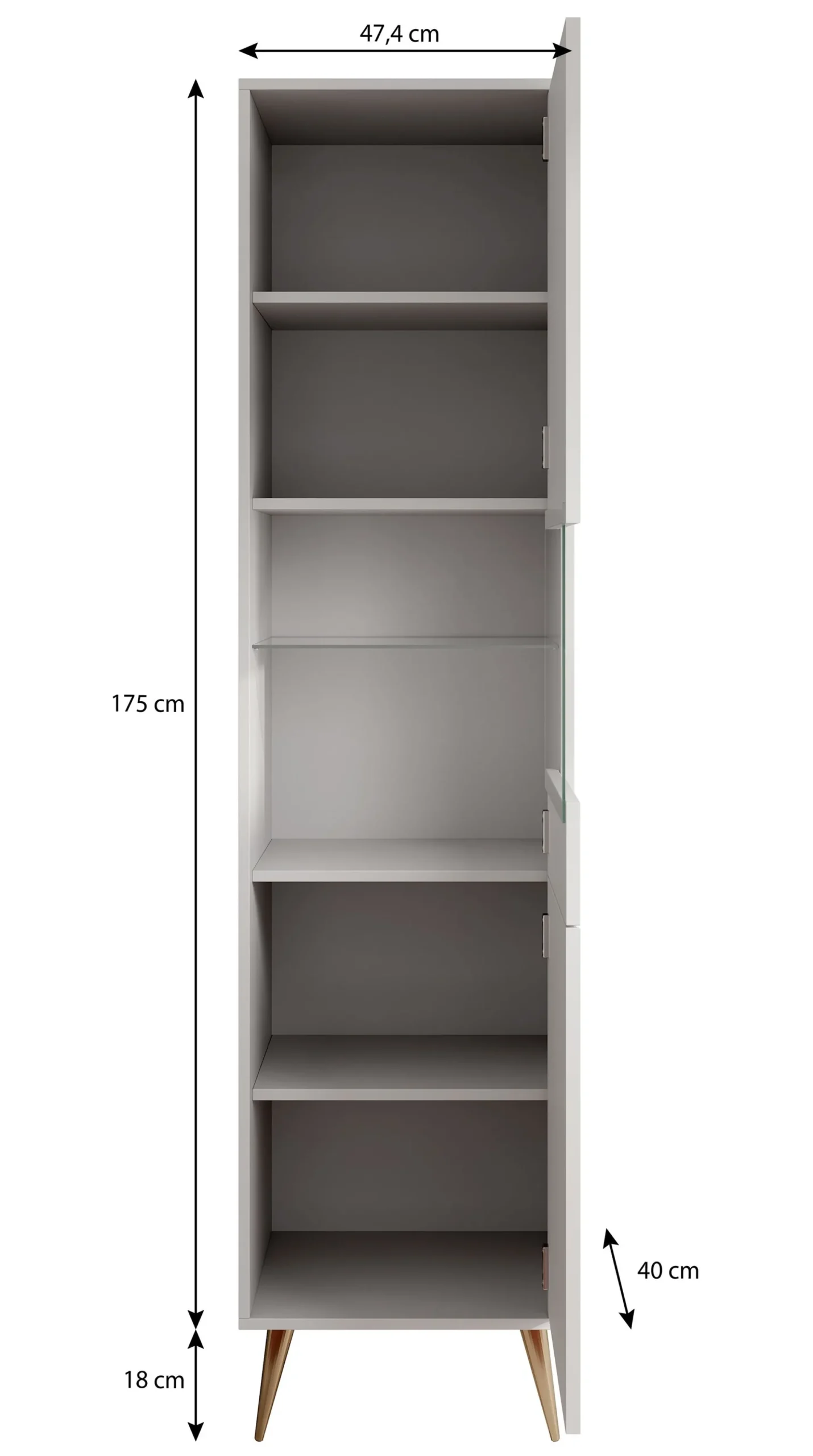 Winq - Vitrinekast - Antraciet - 47x40x193 cm